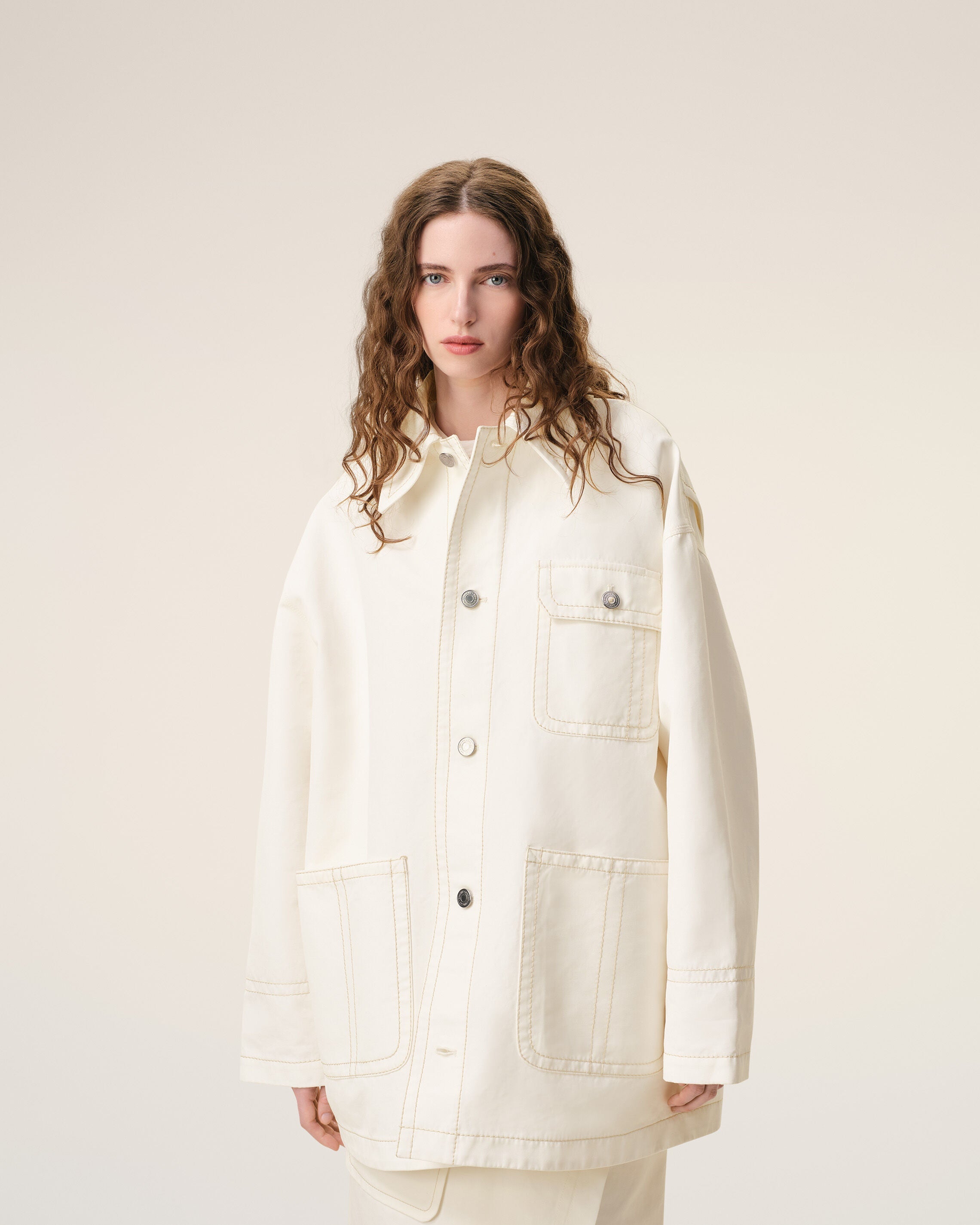 AmiParis White Cotton Worker Jacket