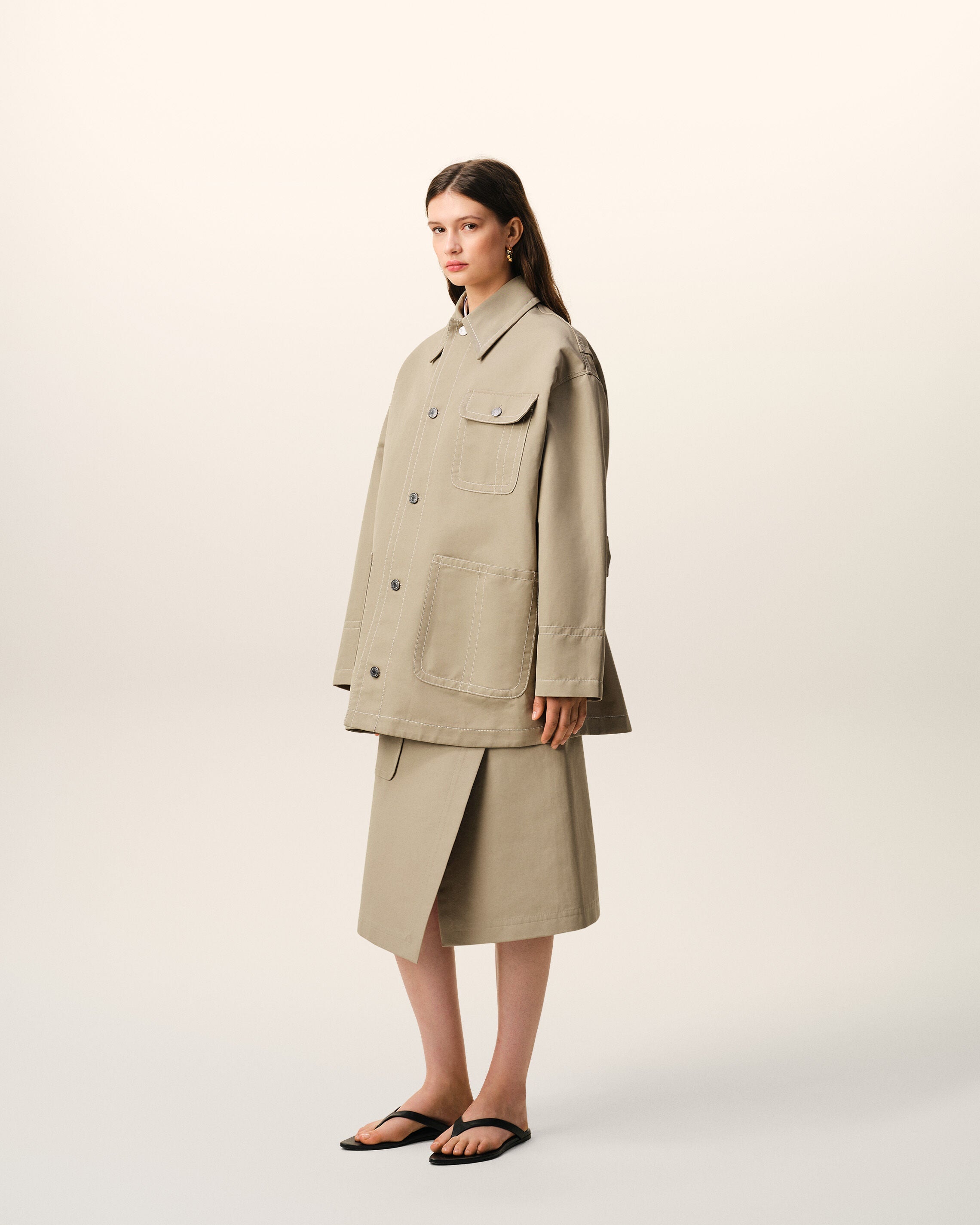 AmiParis Beige Cotton Worker Jacket