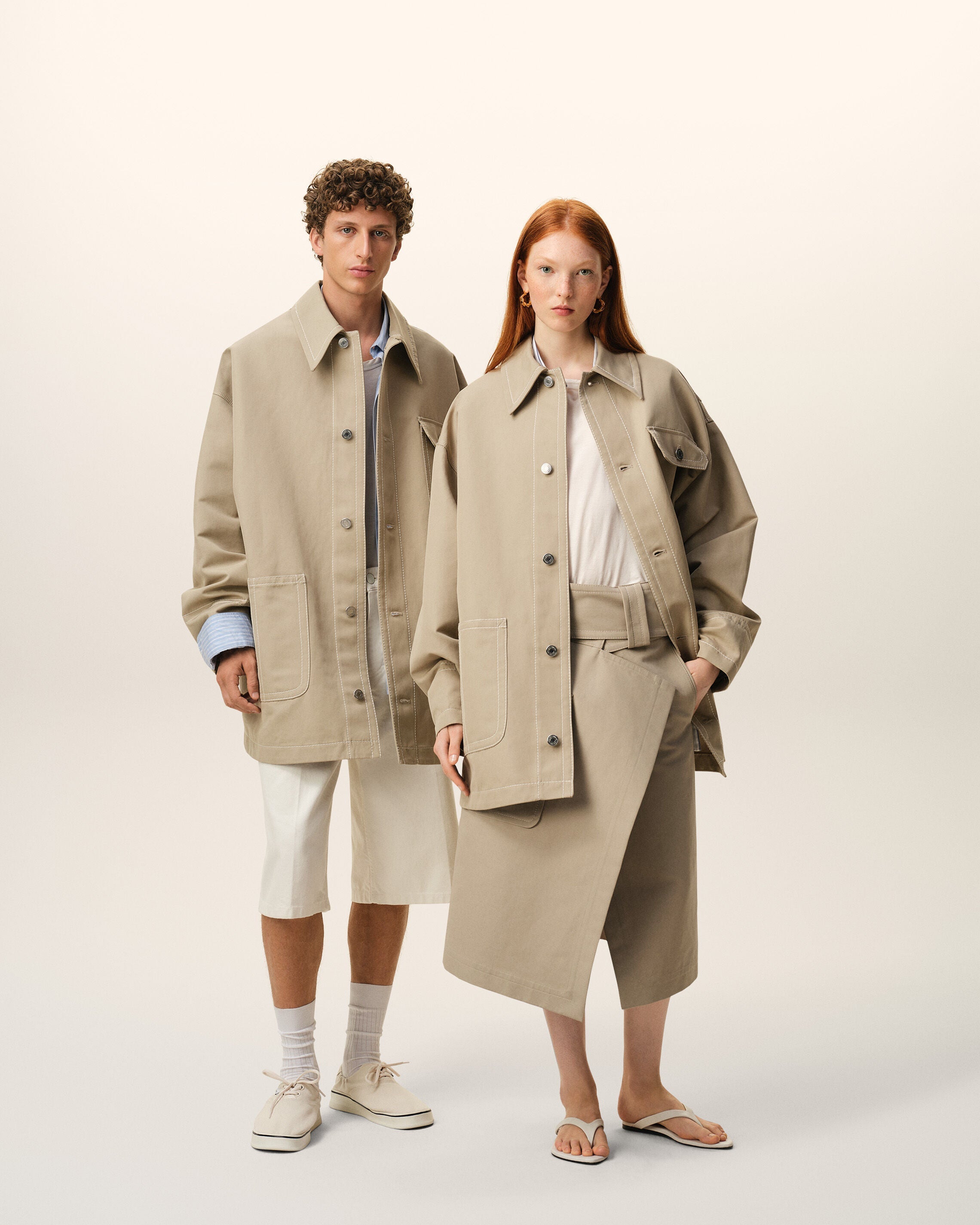 AmiParis Beige Cotton Worker Jacket