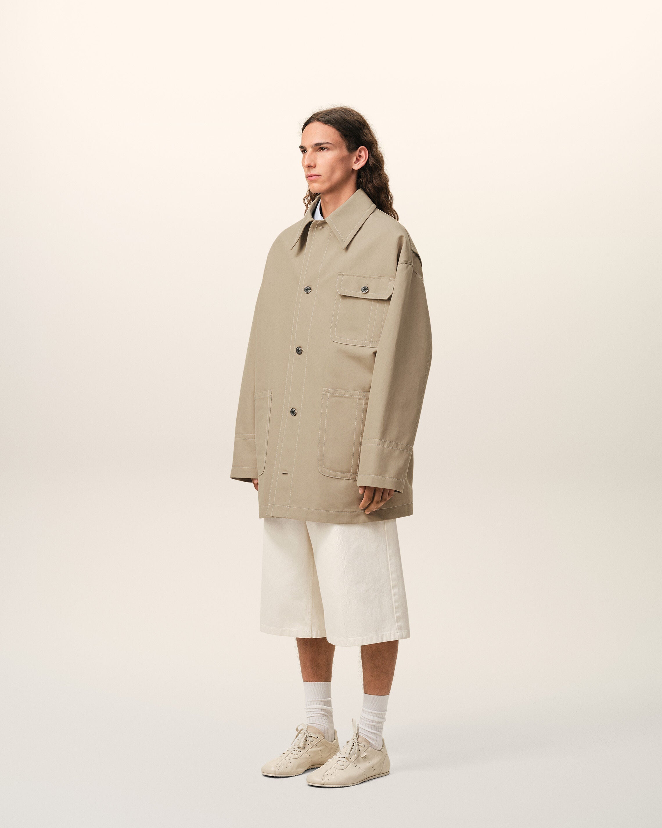AmiParis Beige Cotton Worker Jacket