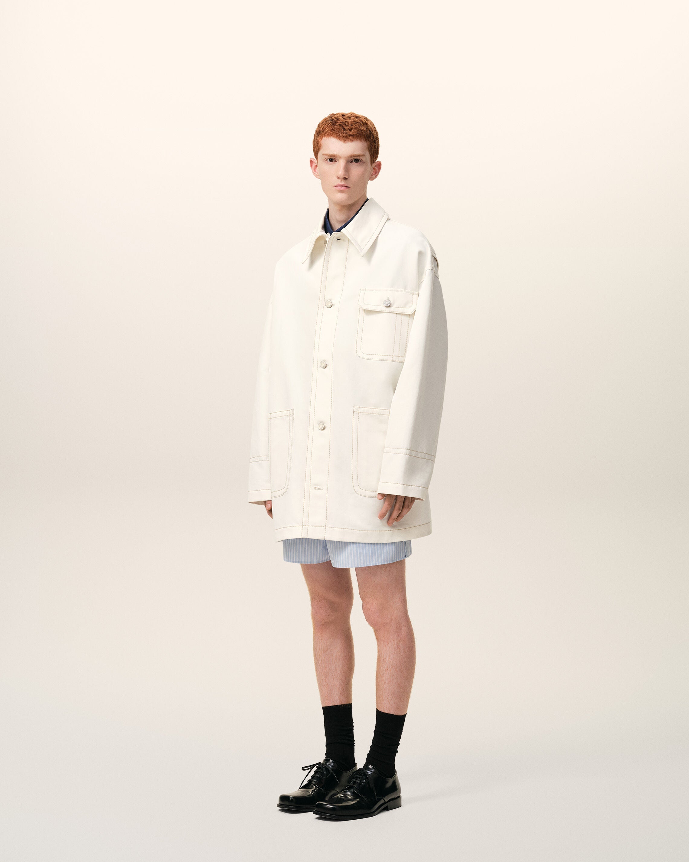 AmiParis White Cotton Worker Jacket
