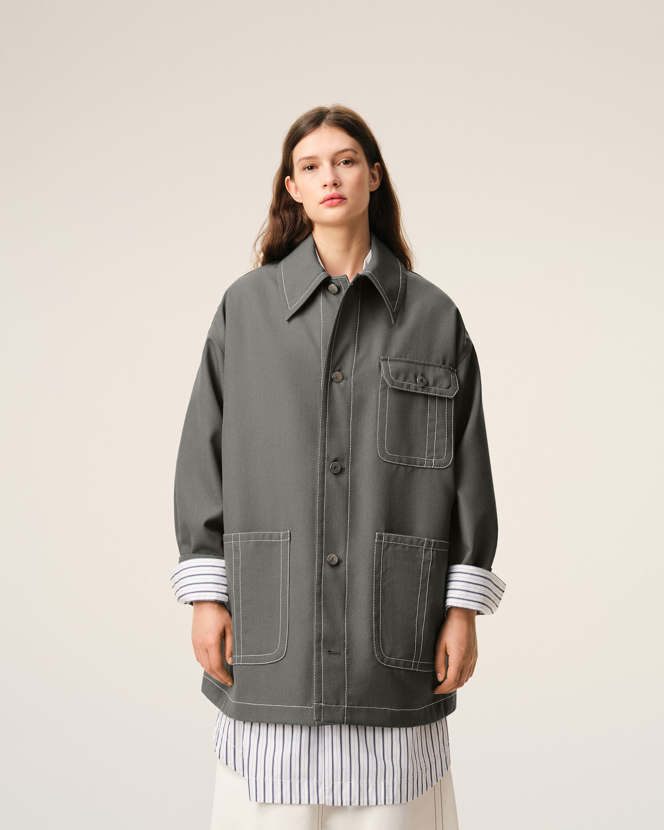 AmiParis Grey New Wool Worker Jacket