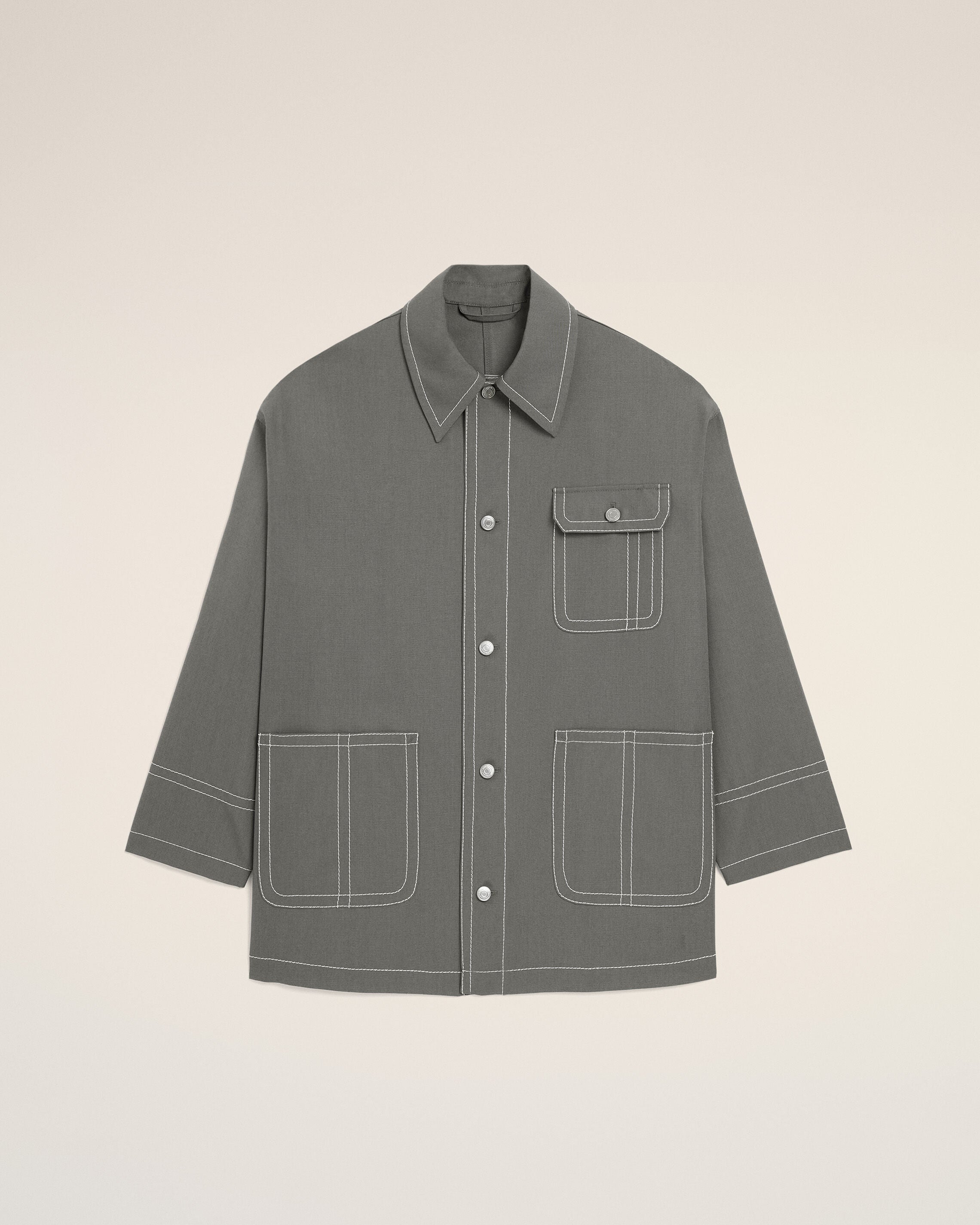AmiParis Grey New Wool Worker Jacket
