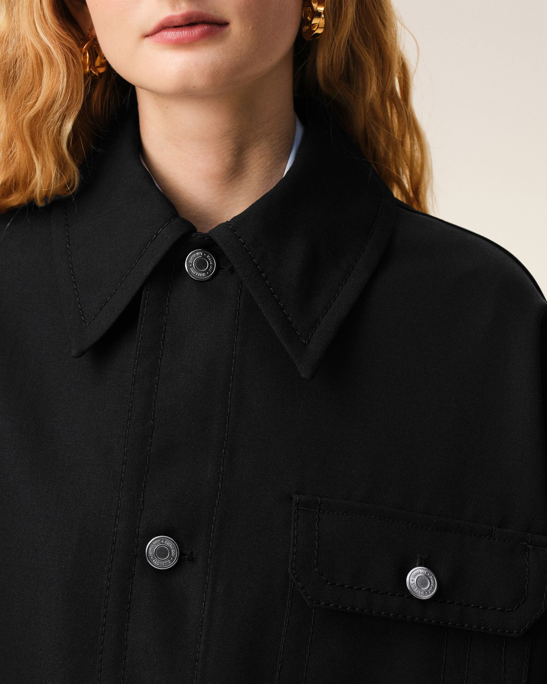 AmiParis Black New Wool Worker Jacket