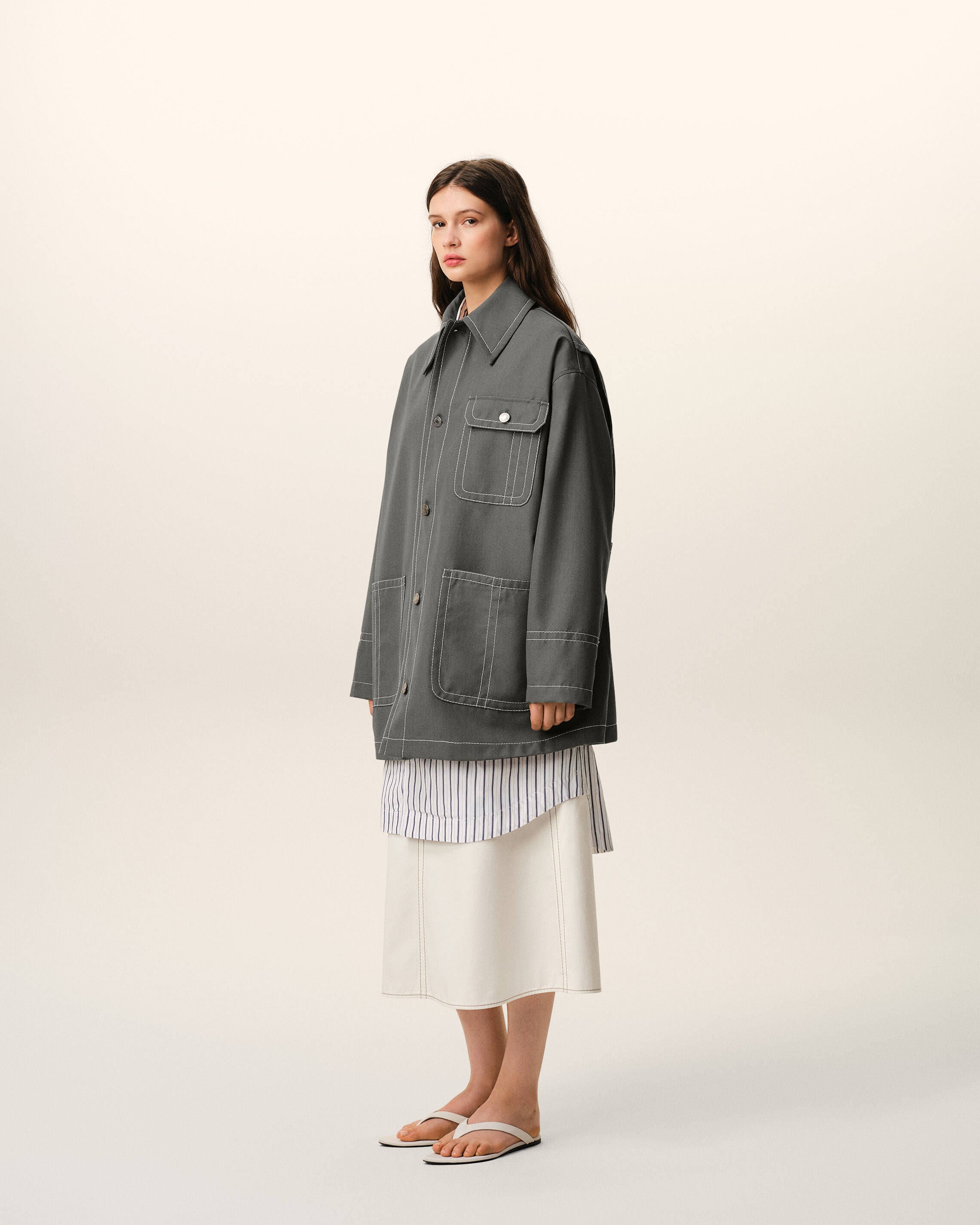 AmiParis Grey New Wool Worker Jacket