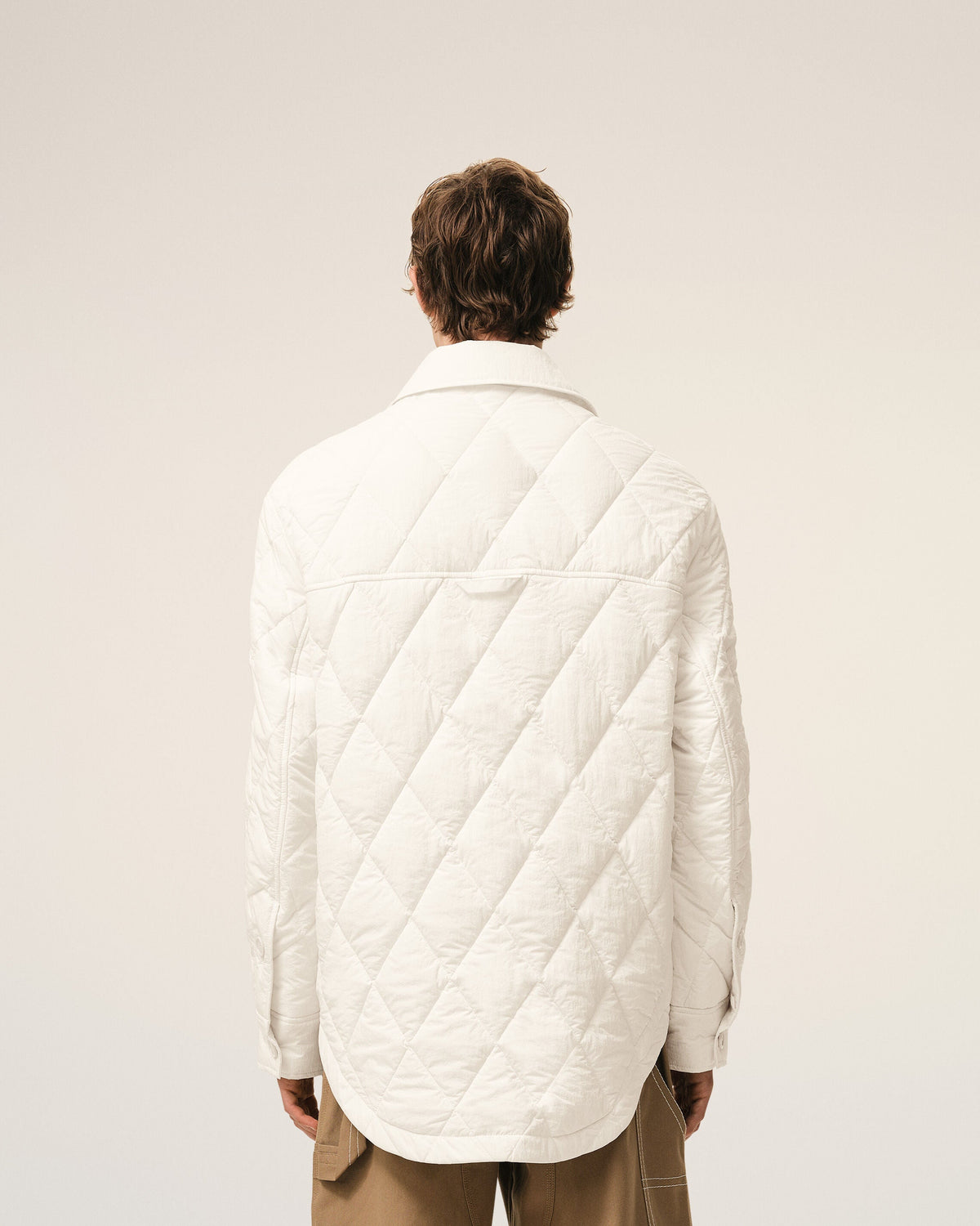 AmiParis White Nylon Padded Buttoned Jacket