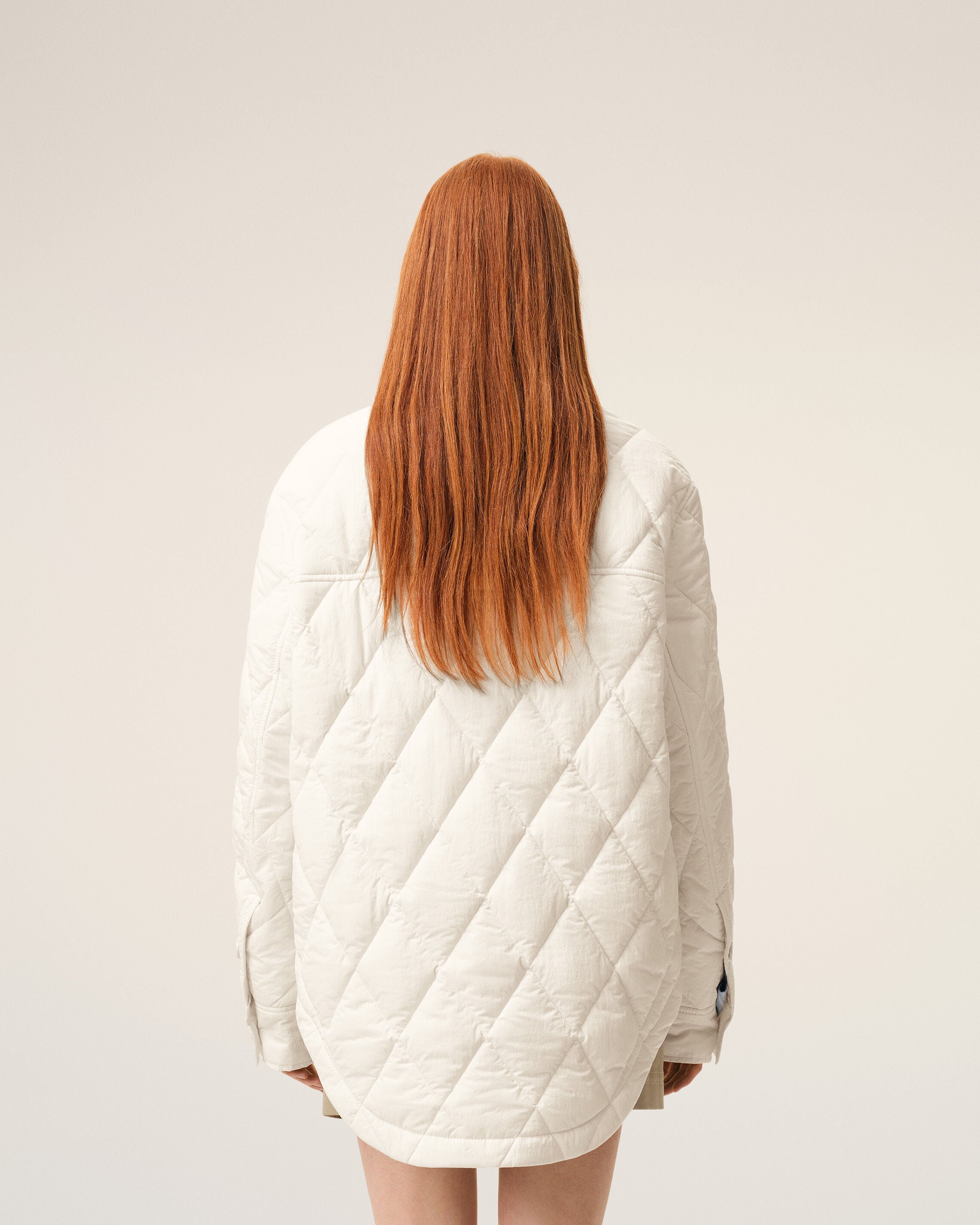 AmiParis White Nylon Padded Buttoned Jacket