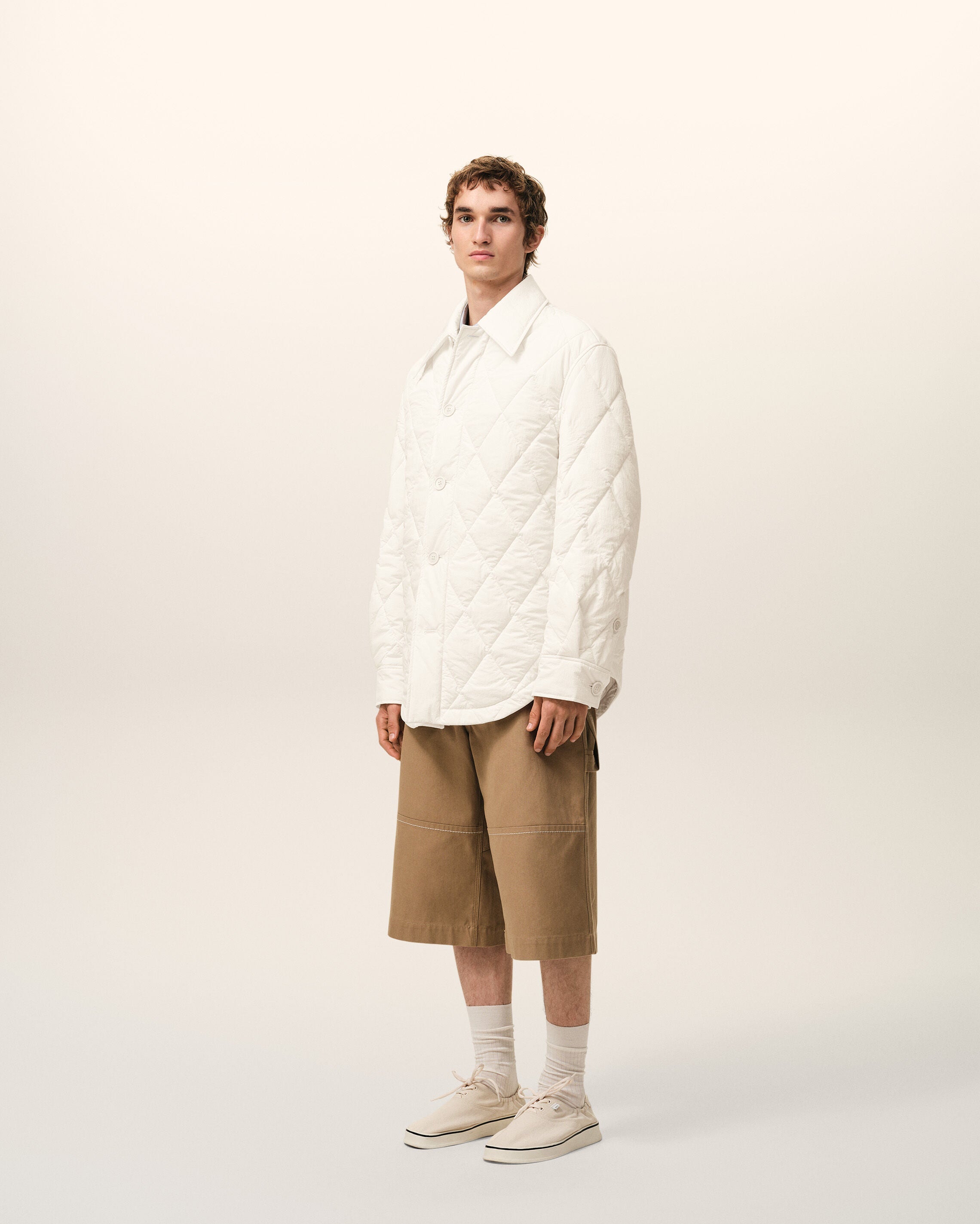 AmiParis White Nylon Padded Buttoned Jacket