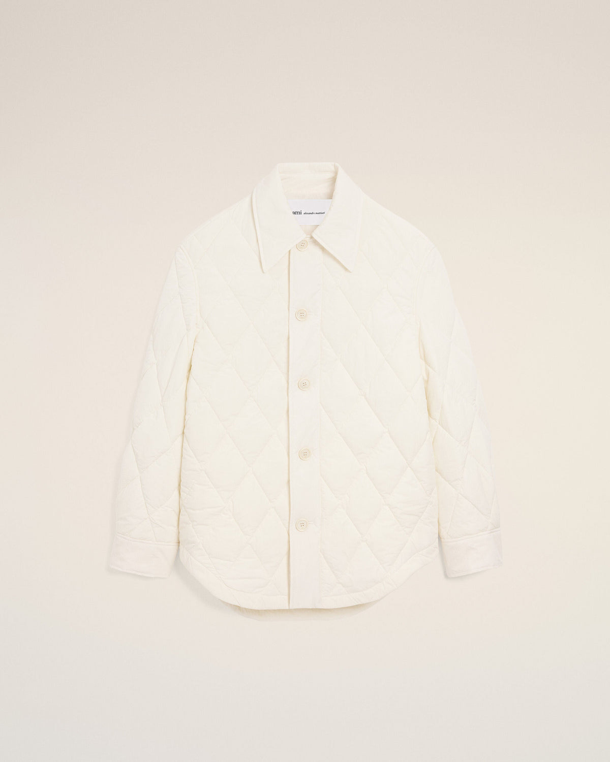 AmiParis White Nylon Padded Buttoned Jacket