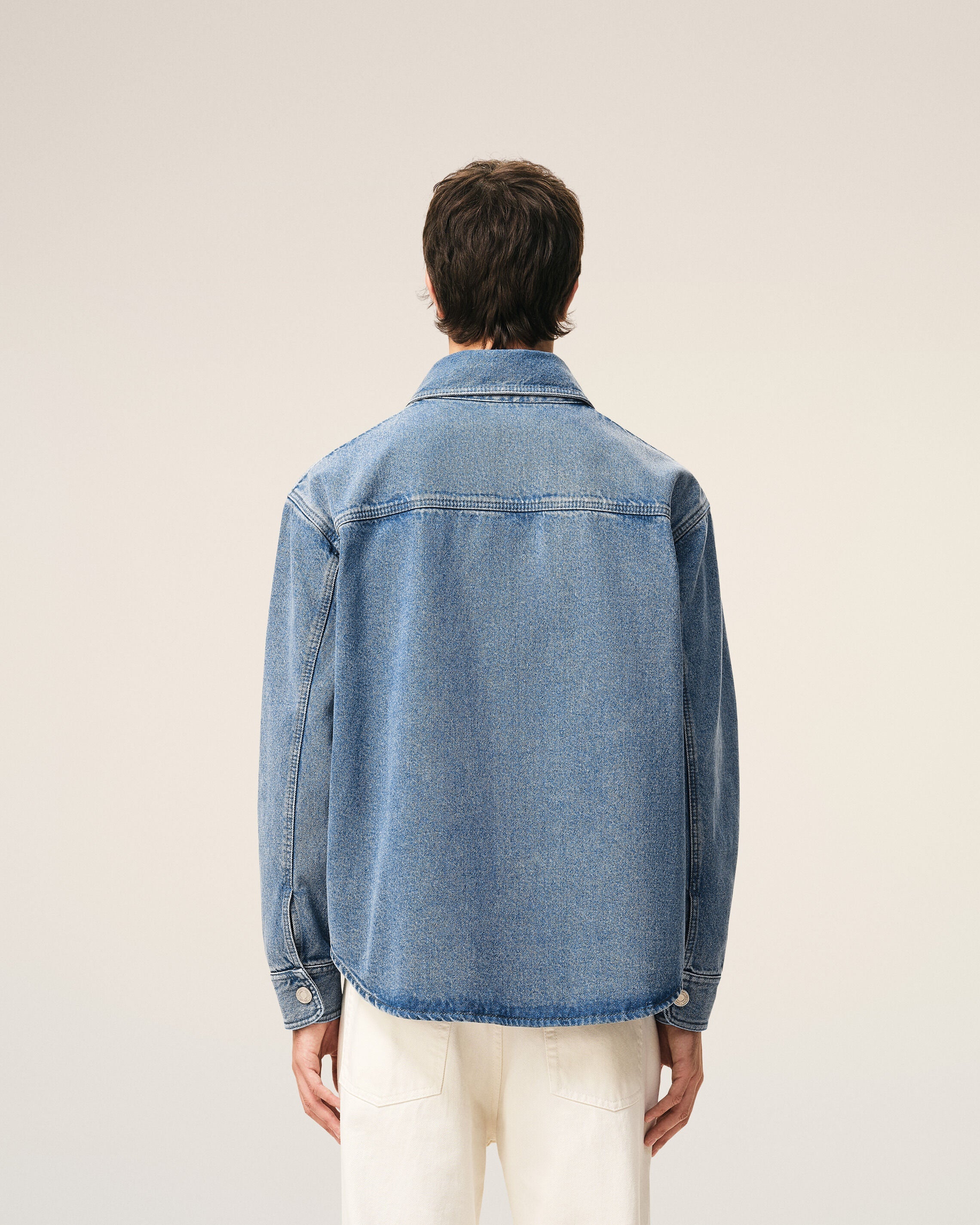 Blue Cotton Knitted Ami De Coeur Overshirt