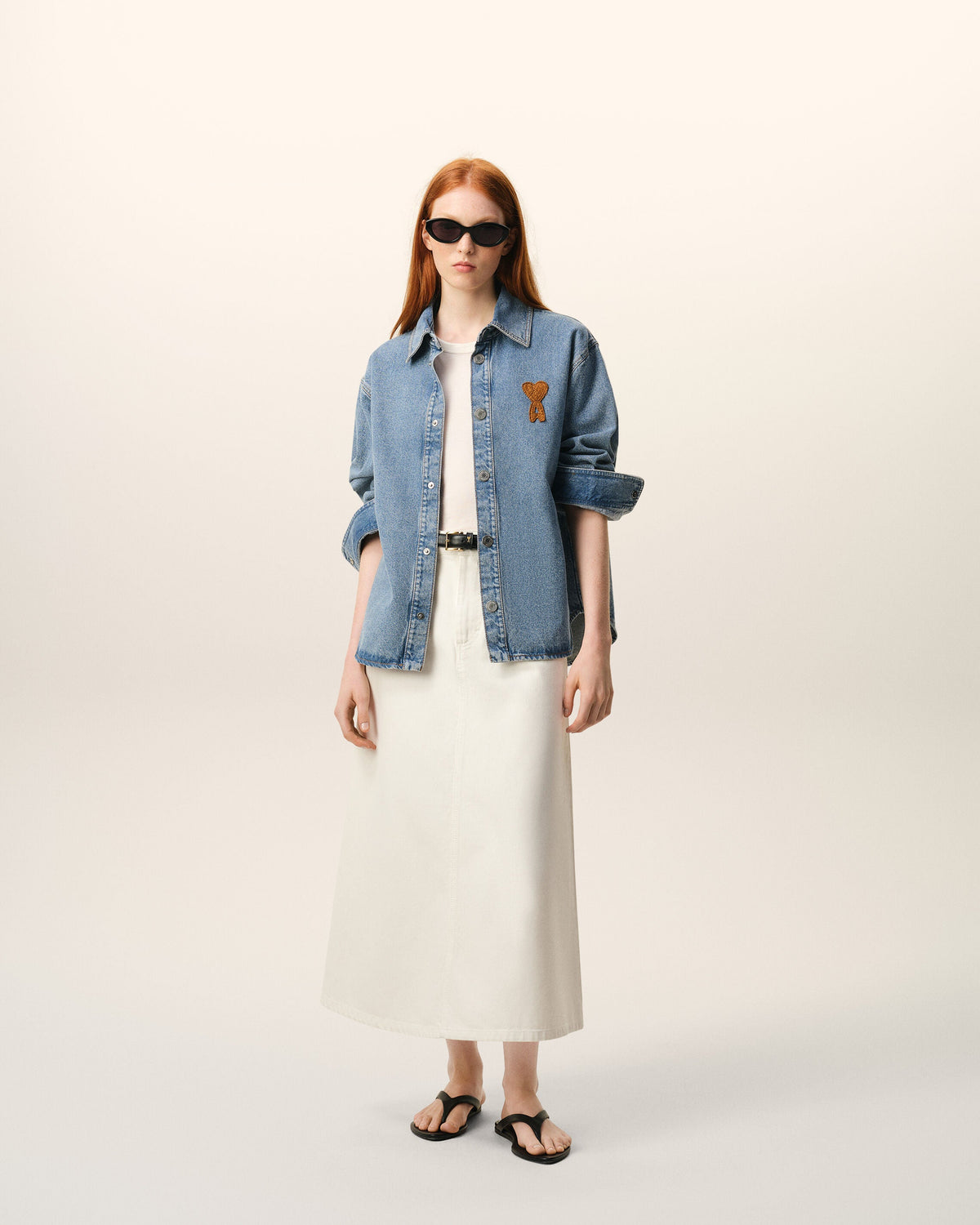 Blue Cotton Knitted Ami De Coeur Overshirt