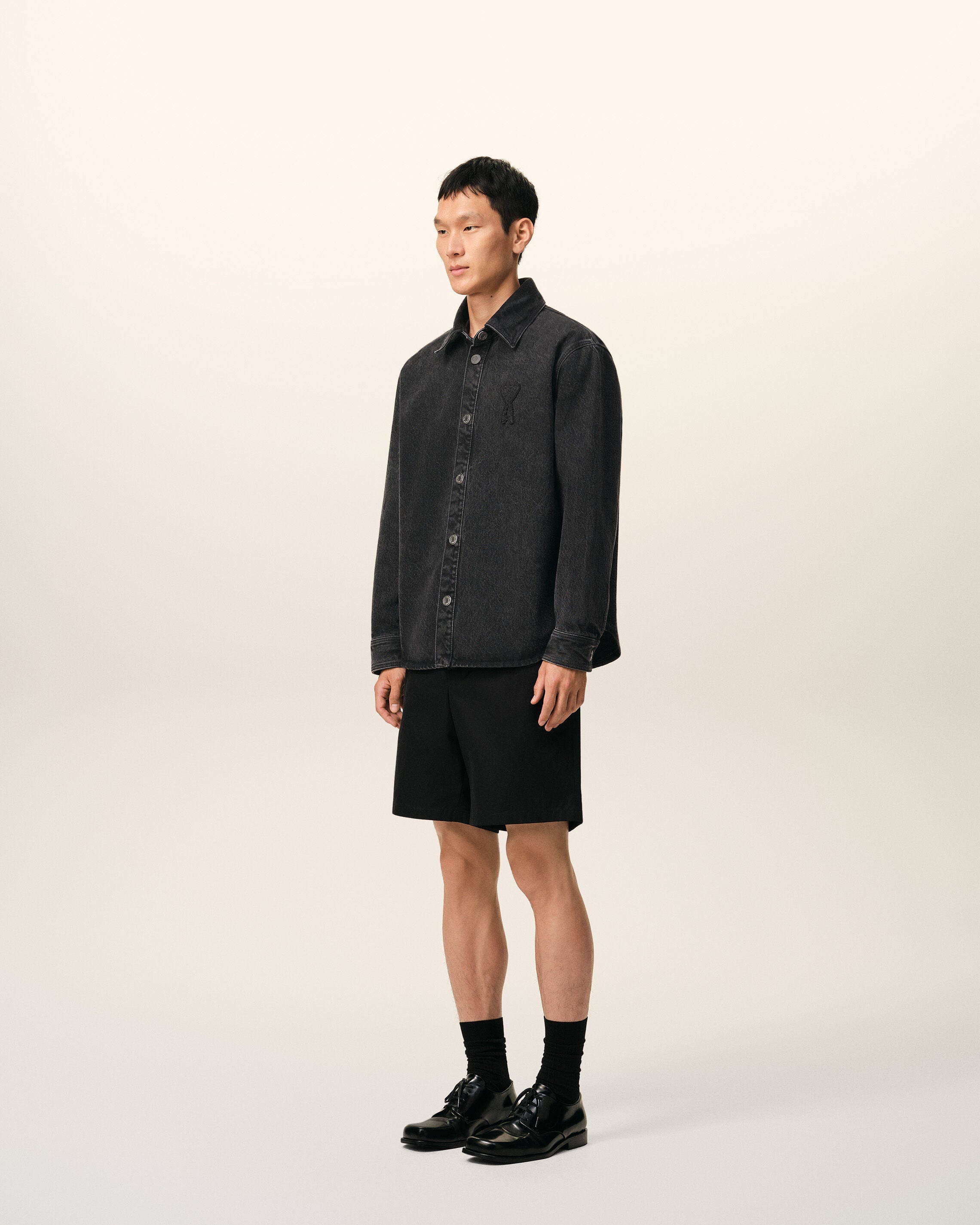 Black Cotton Knitted Ami De Coeur Overshirt