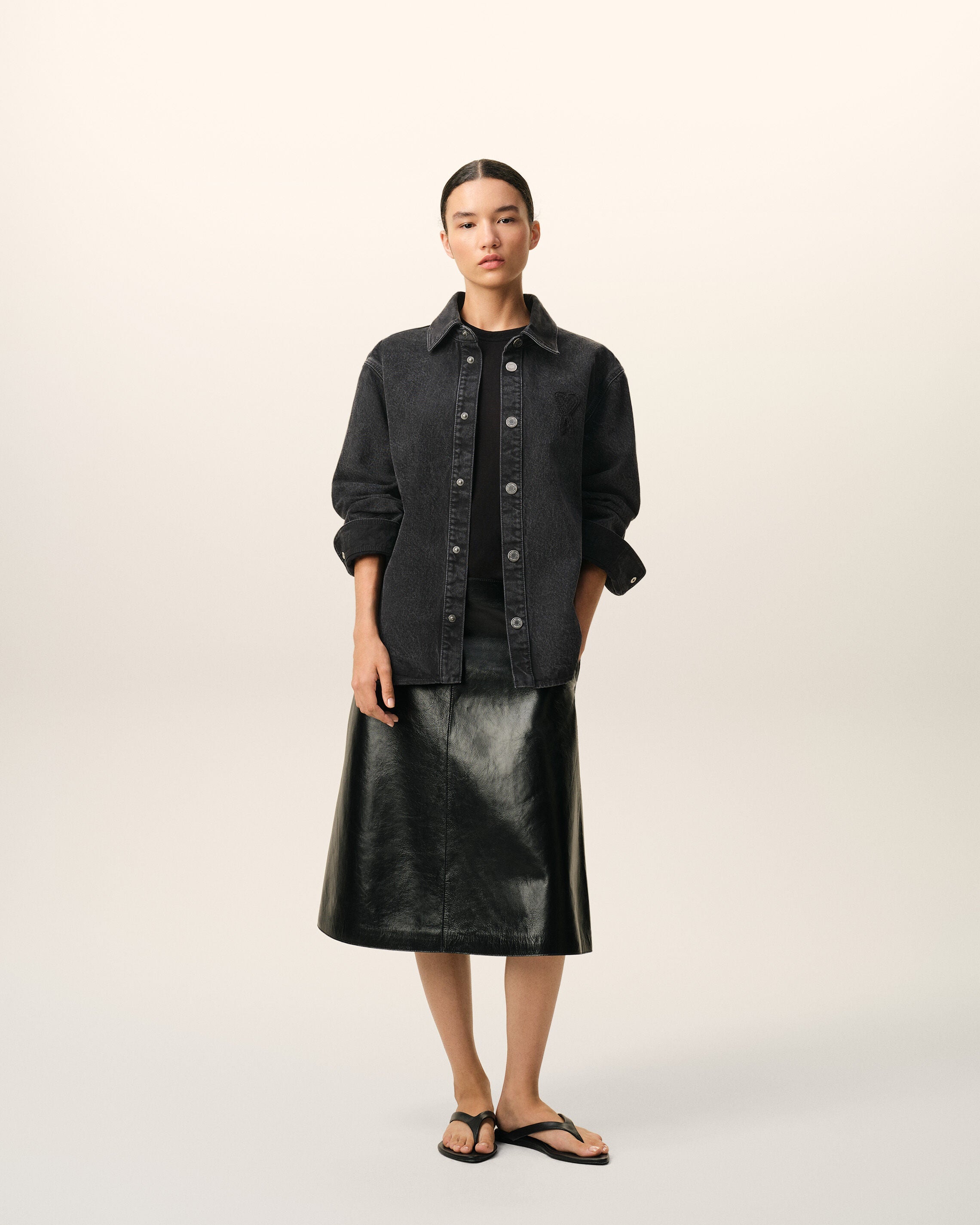 Black Cotton Knitted Ami De Coeur Overshirt