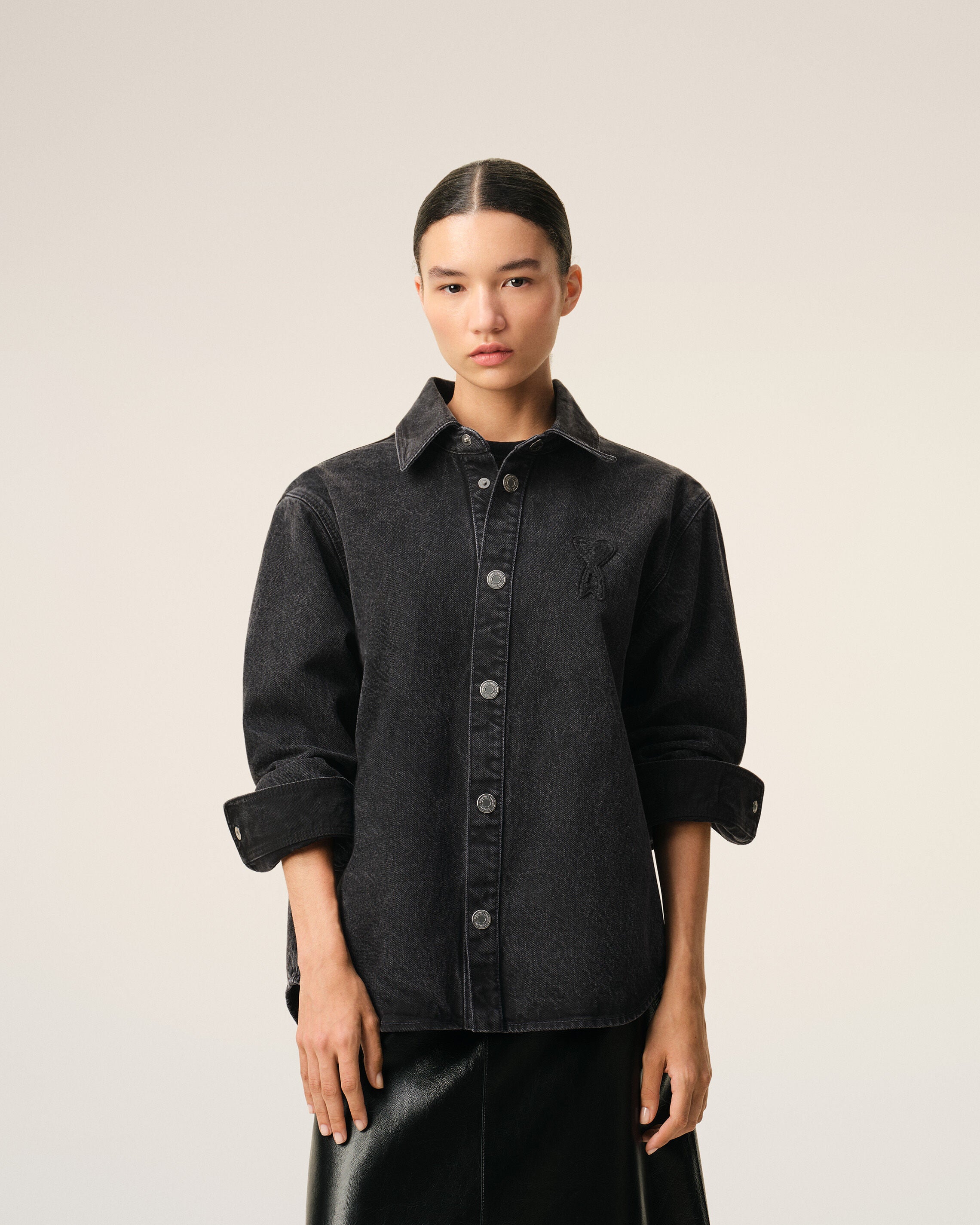 Black Cotton Knitted Ami De Coeur Overshirt