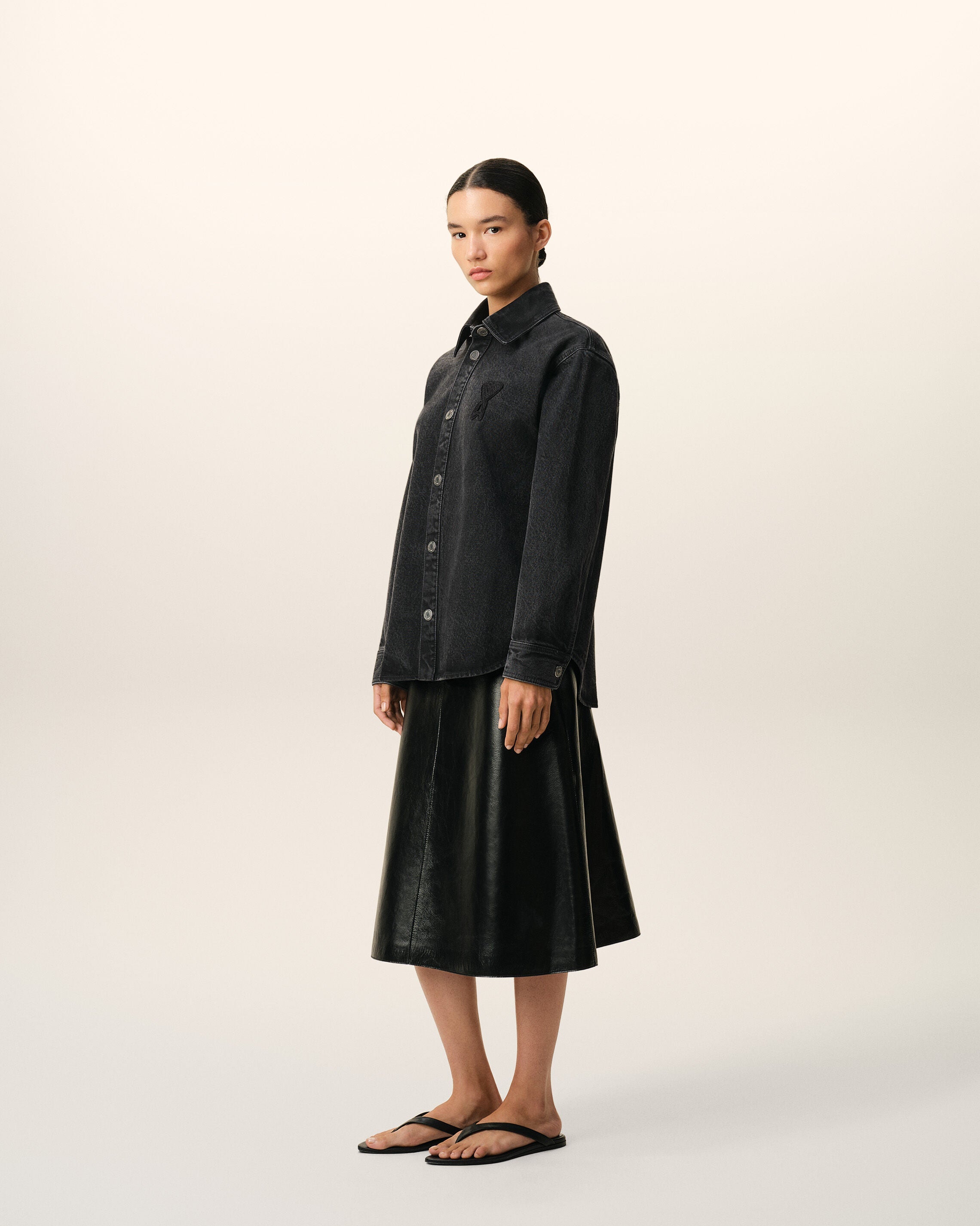 Black Cotton Knitted Ami De Coeur Overshirt