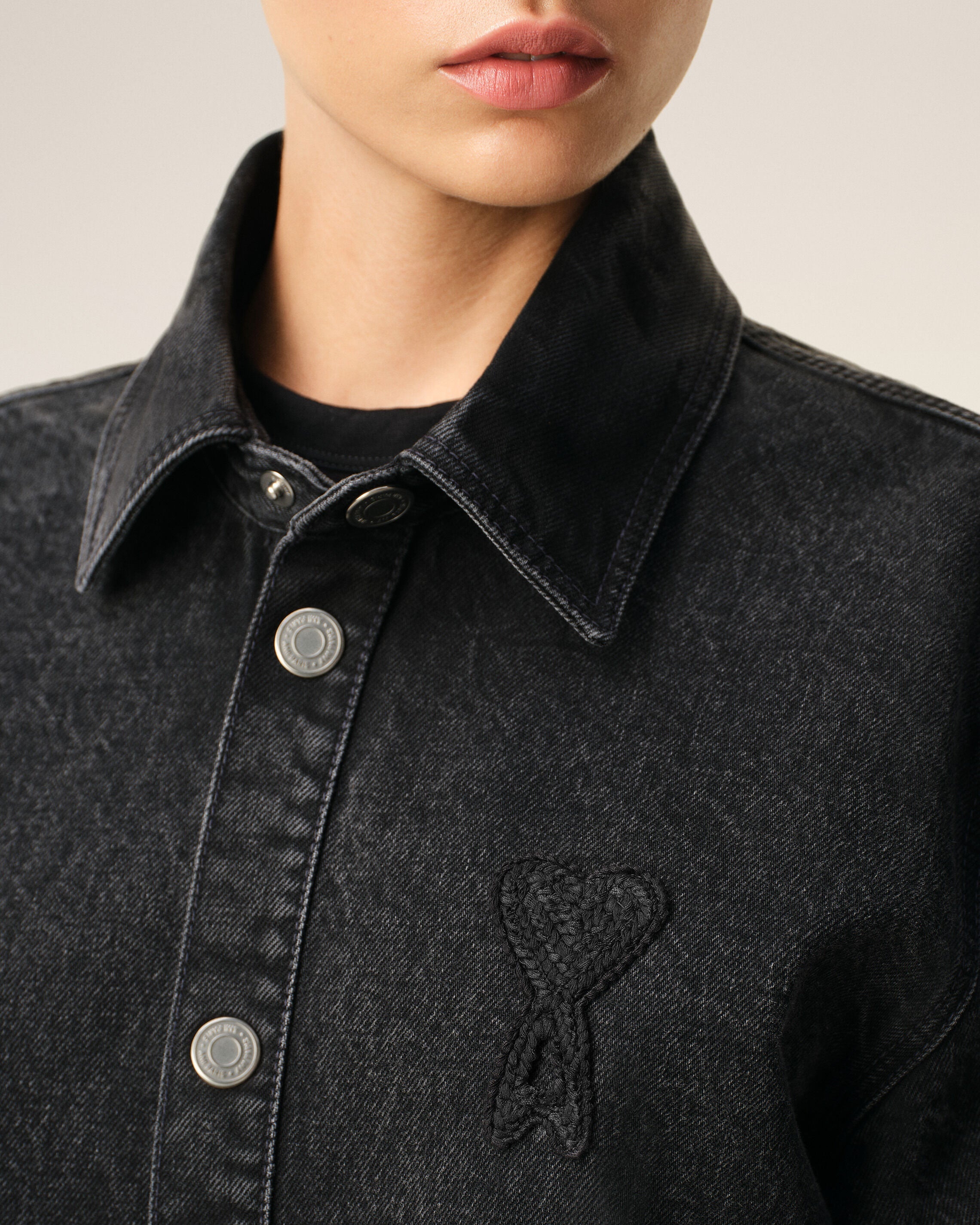 Black Cotton Knitted Ami De Coeur Overshirt