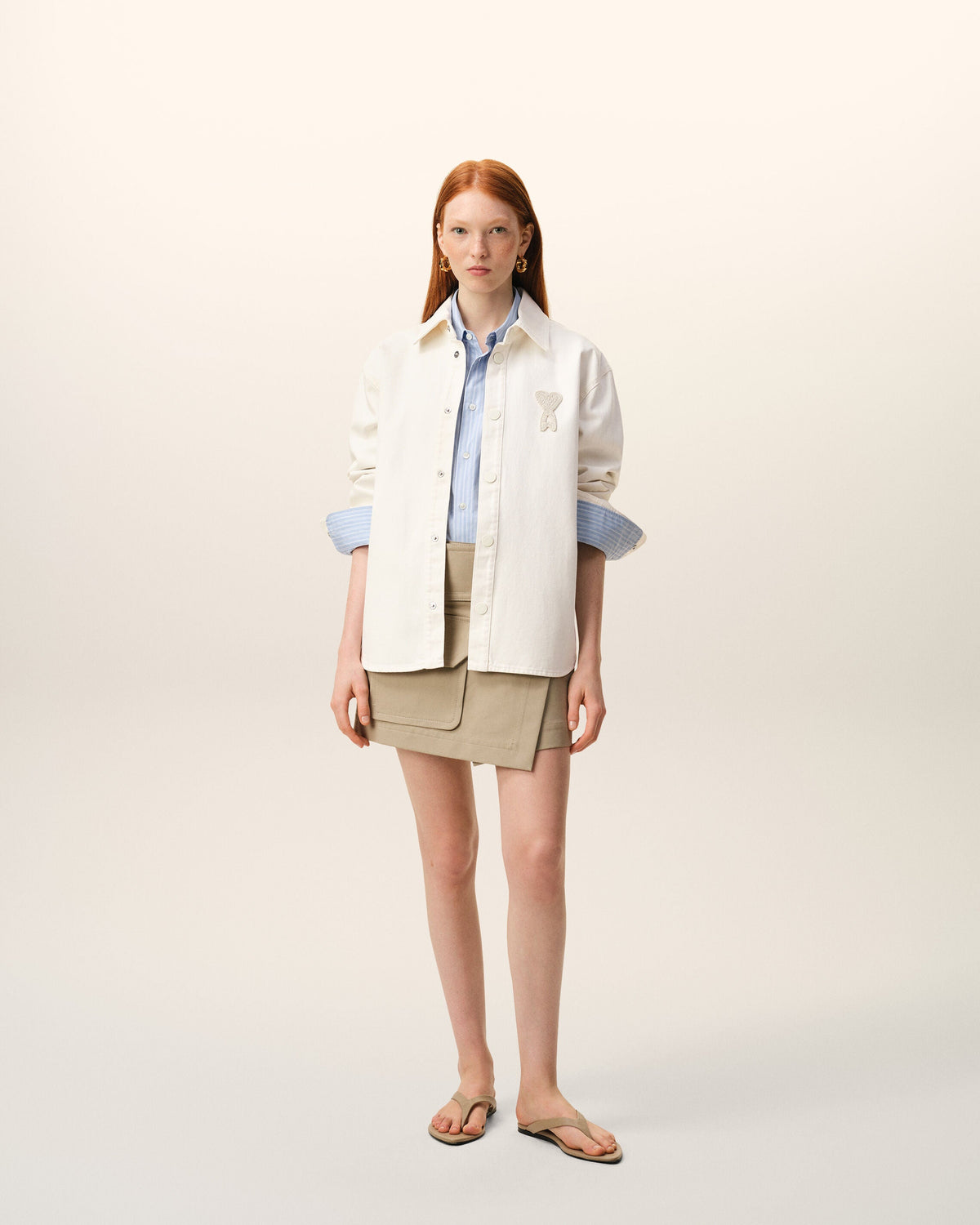 White Cotton Knitted Ami De Coeur Overshirt