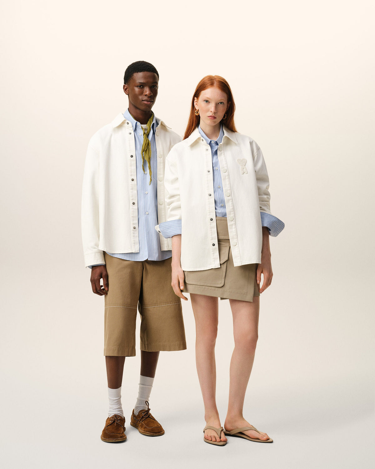 White Cotton Knitted Ami De Coeur Overshirt