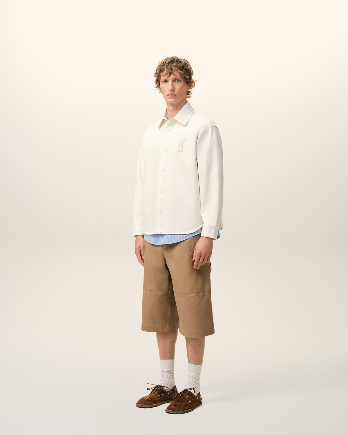 White Cotton Knitted Ami De Coeur Overshirt