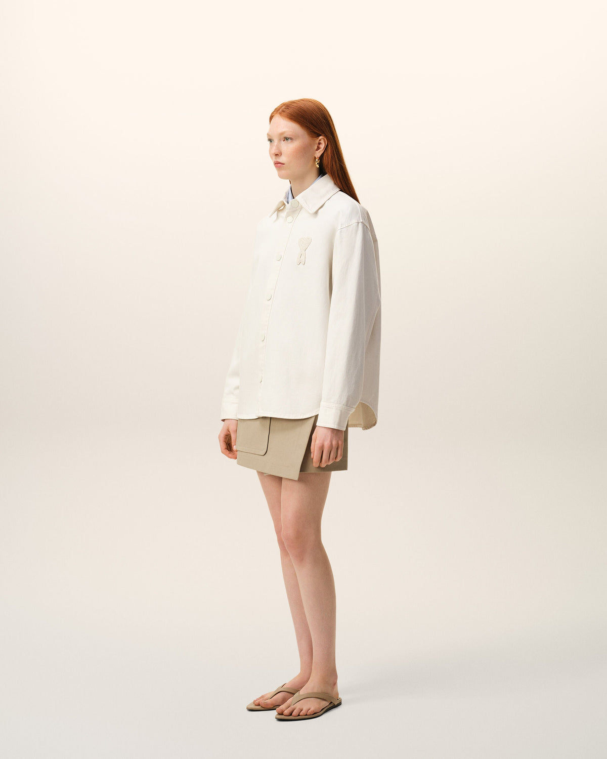 White Cotton Knitted Ami De Coeur Overshirt