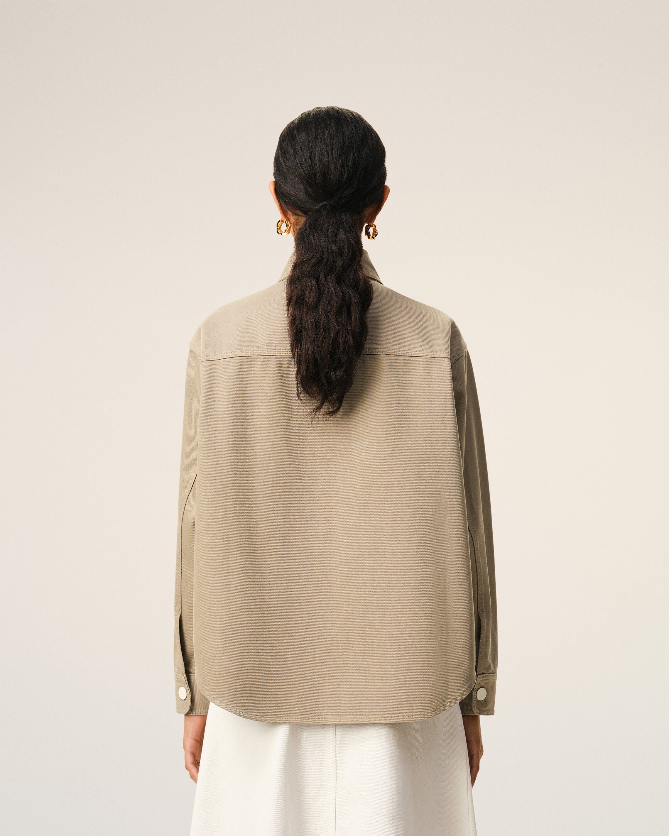 Beige Cotton Knitted Ami De Coeur Overshirt