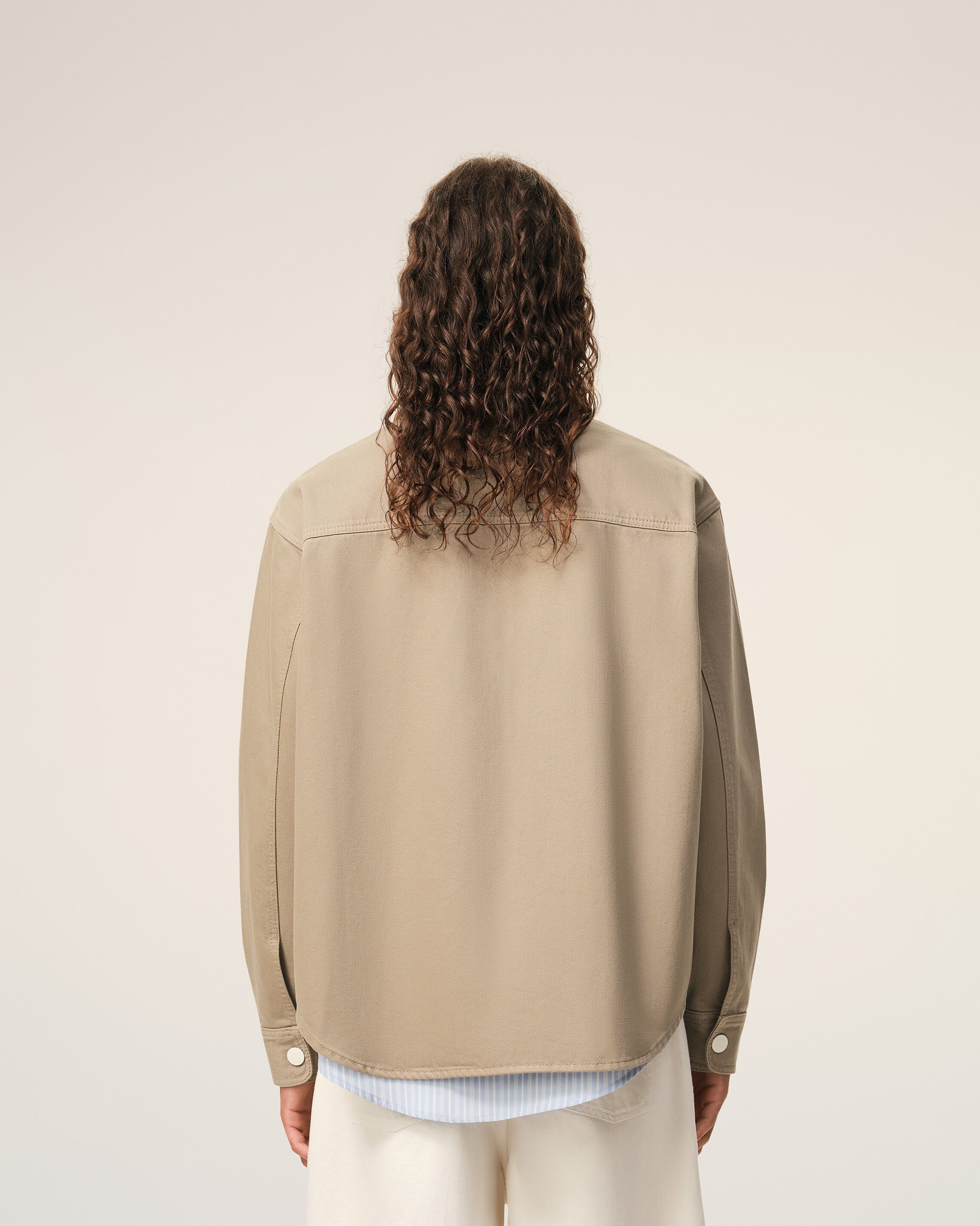 Beige Cotton Knitted Ami De Coeur Overshirt