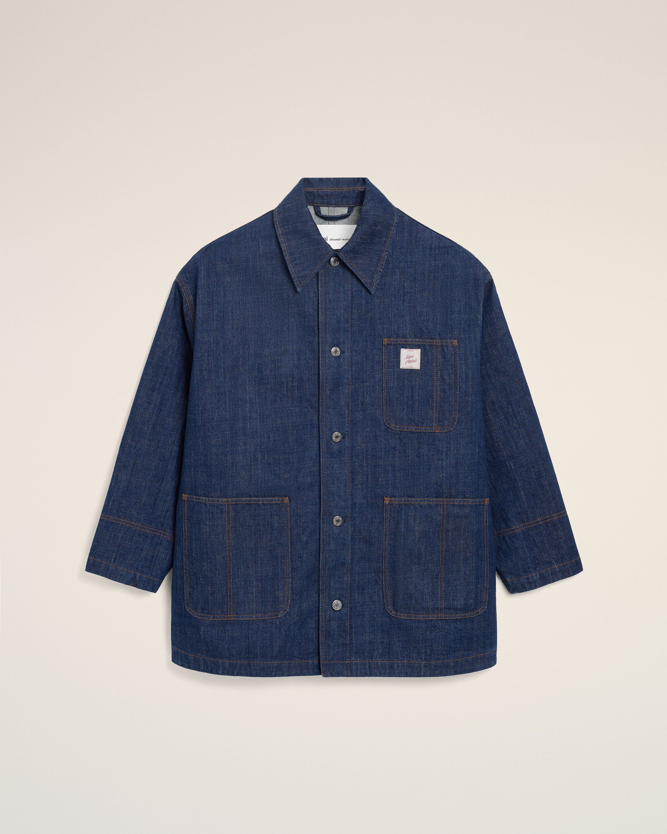 Blue Cotton Ami Paris Heritage Label Worker Jacket