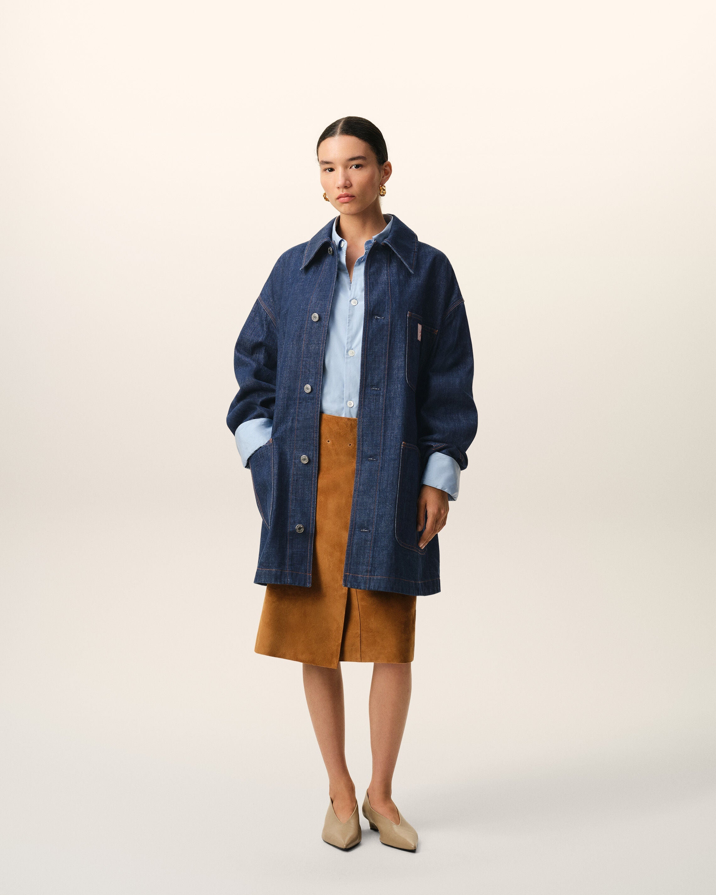 Blue Cotton Ami Paris Heritage Label Worker Jacket