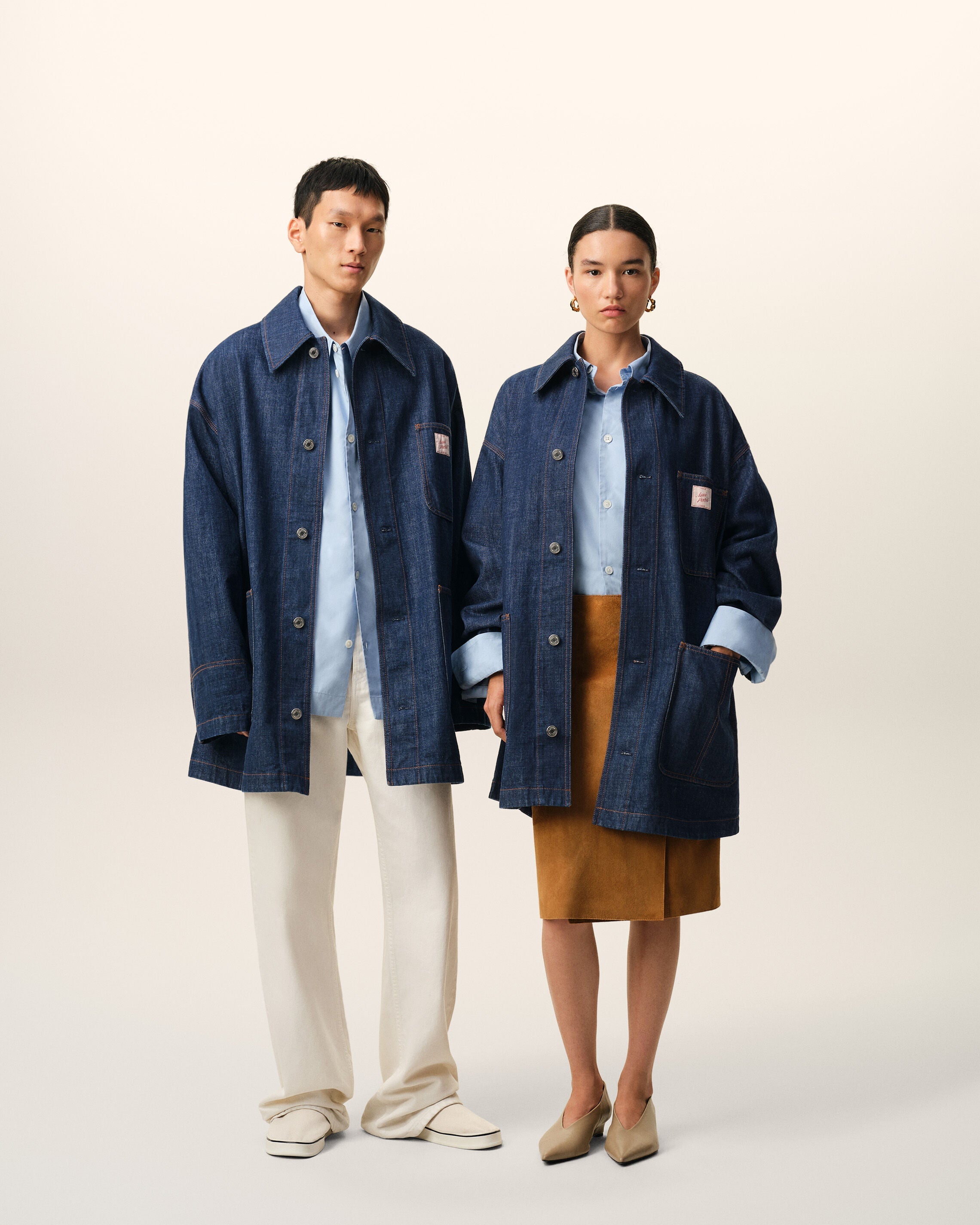 Blue Cotton Ami Paris Heritage Label Worker Jacket