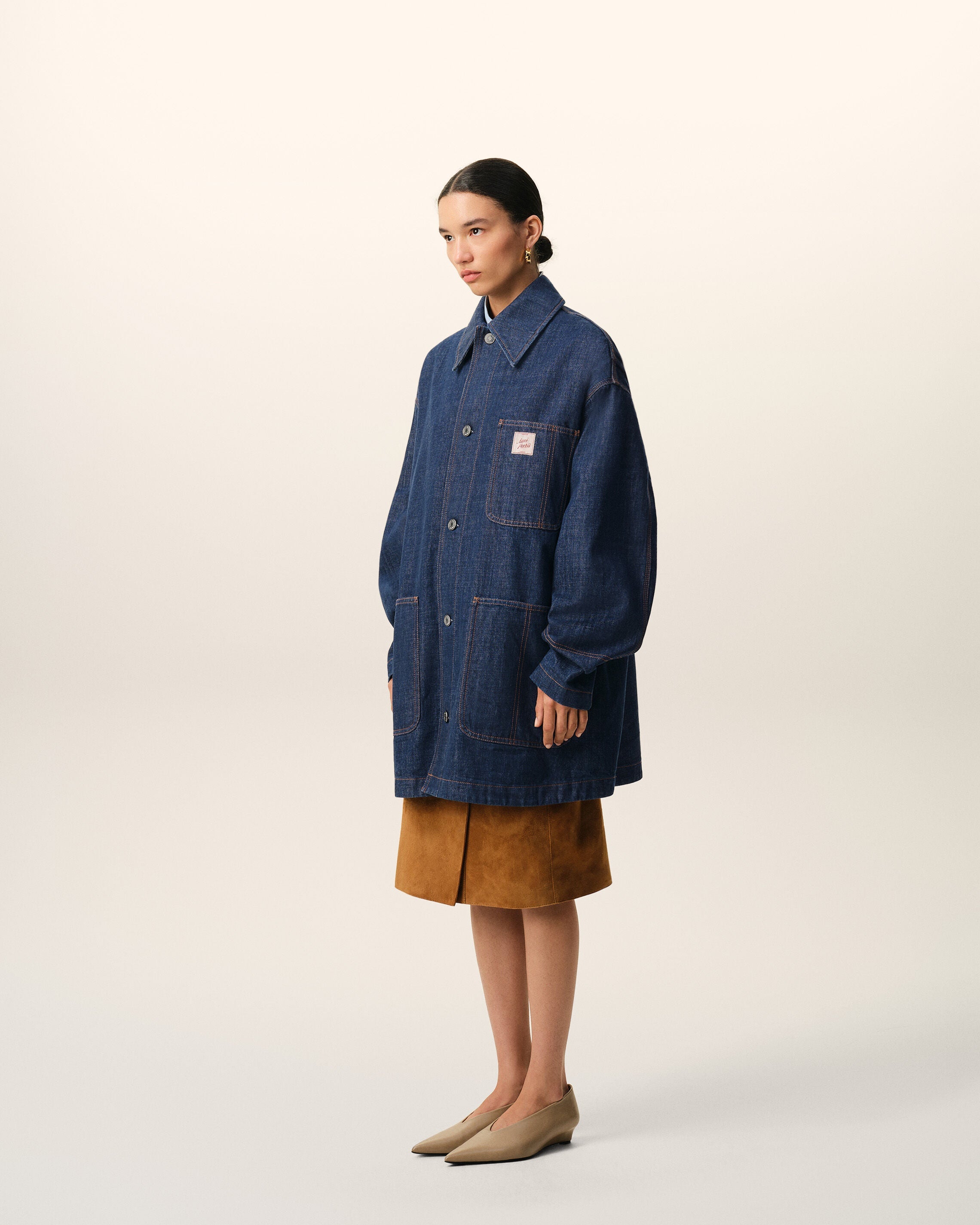 Blue Cotton Ami Paris Heritage Label Worker Jacket