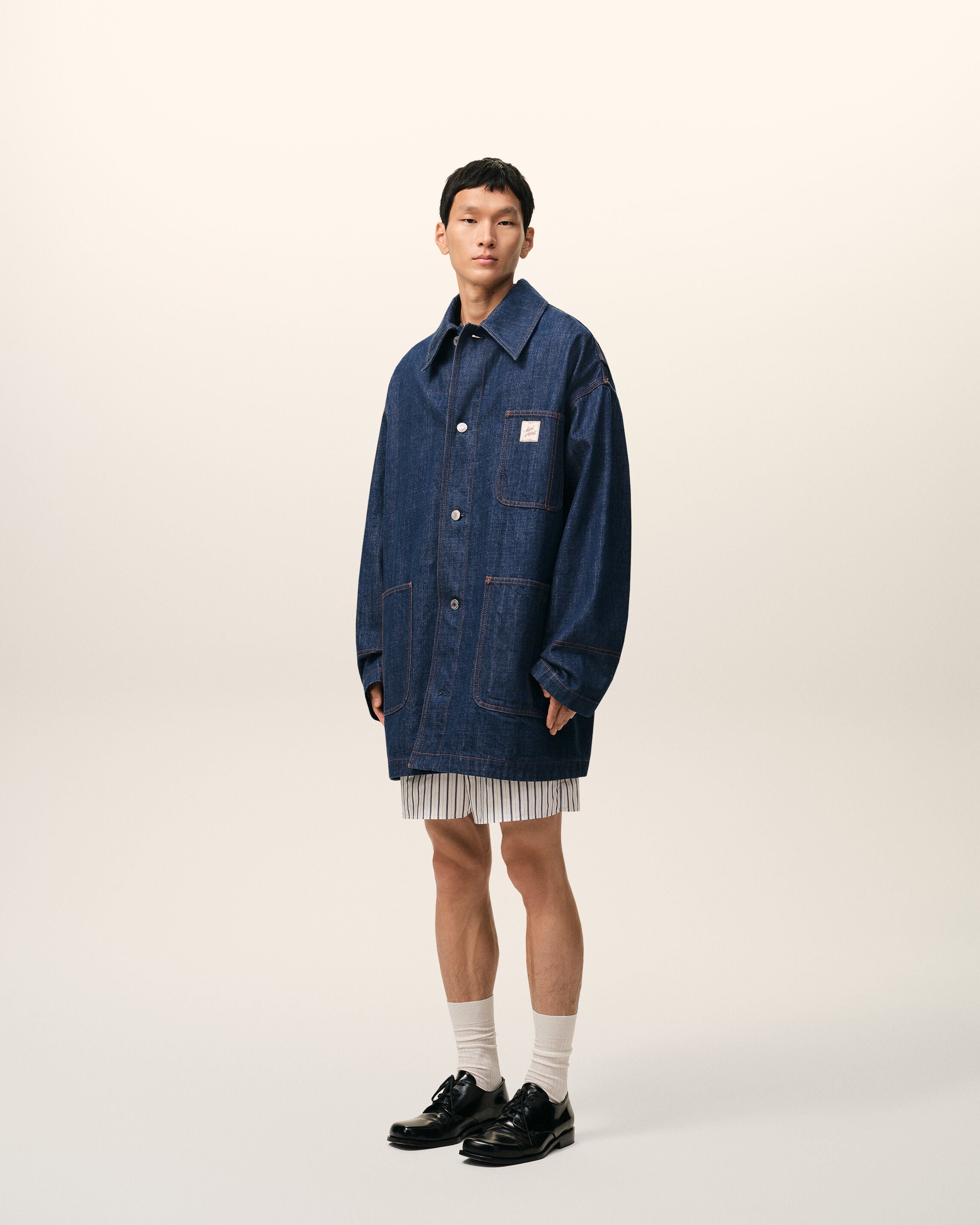 Blue Cotton Ami Paris Heritage Label Worker Jacket