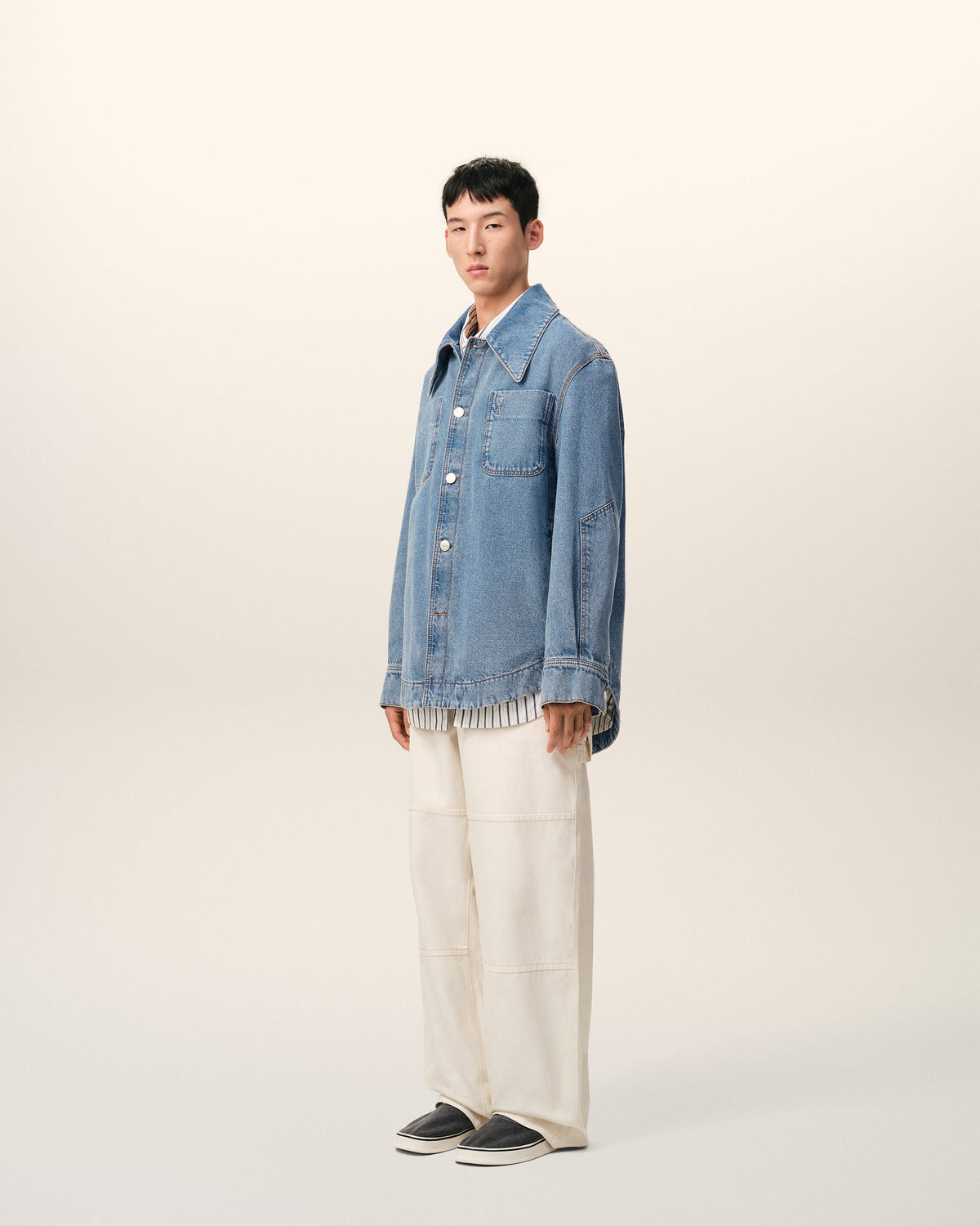 Blue Cotton Ami De Coeur Worker Worker Overshirt