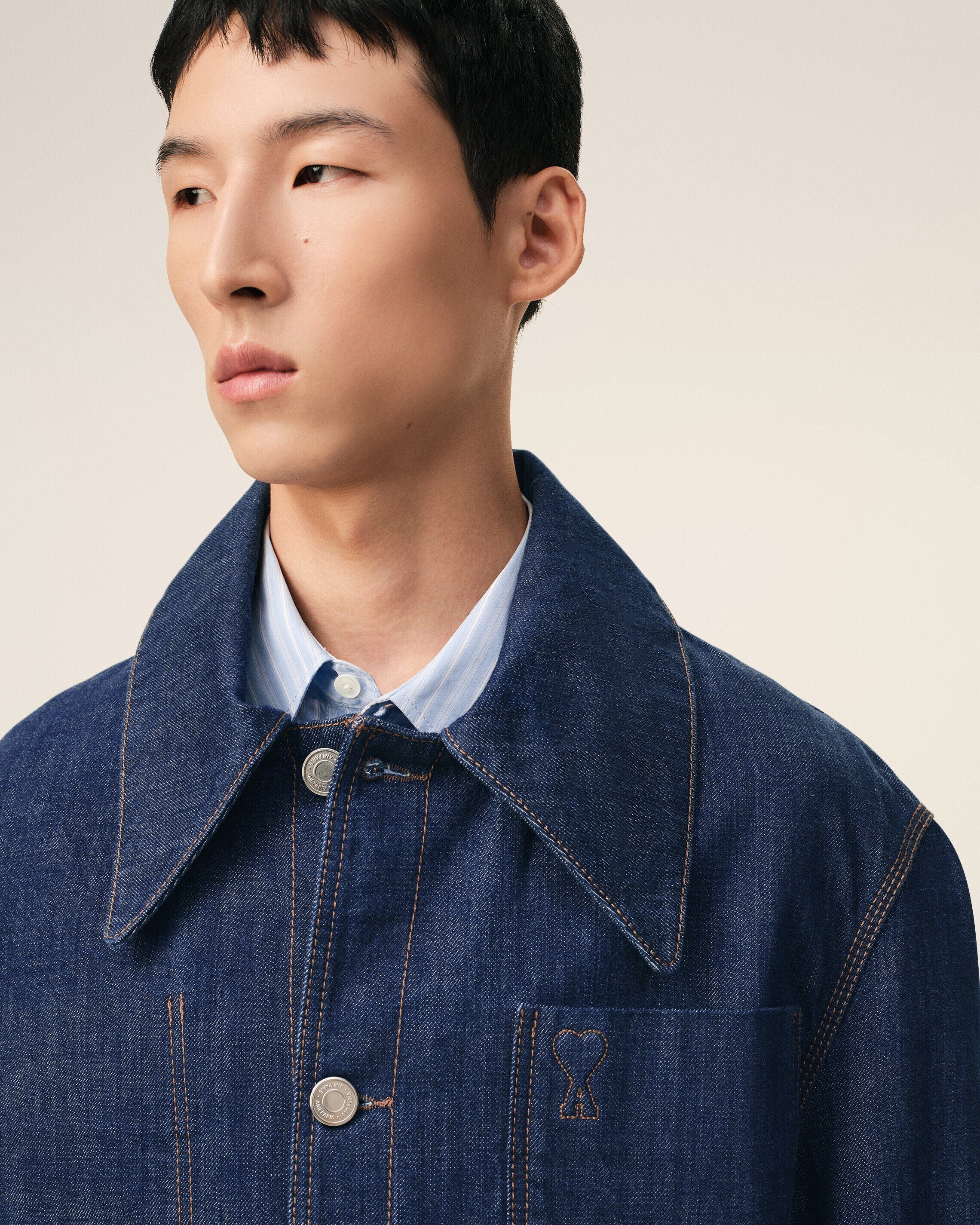Blue Cotton Ami De Coeur Worker Worker Overshirt