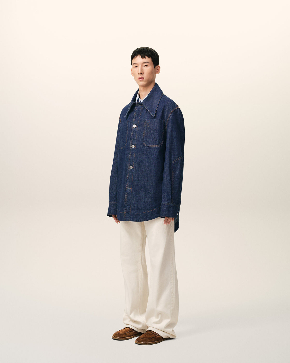 Blue Cotton Ami De Coeur Worker Worker Overshirt