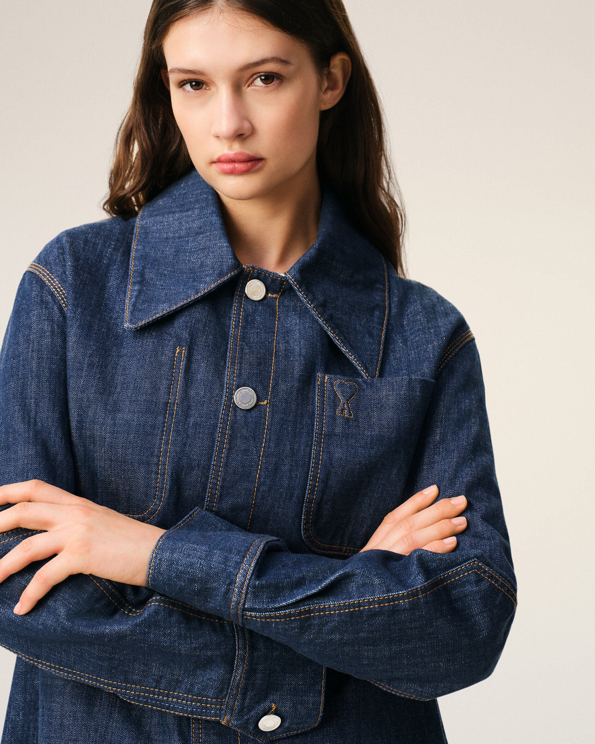 Blue Cotton Ami De Coeur Worker Worker Overshirt