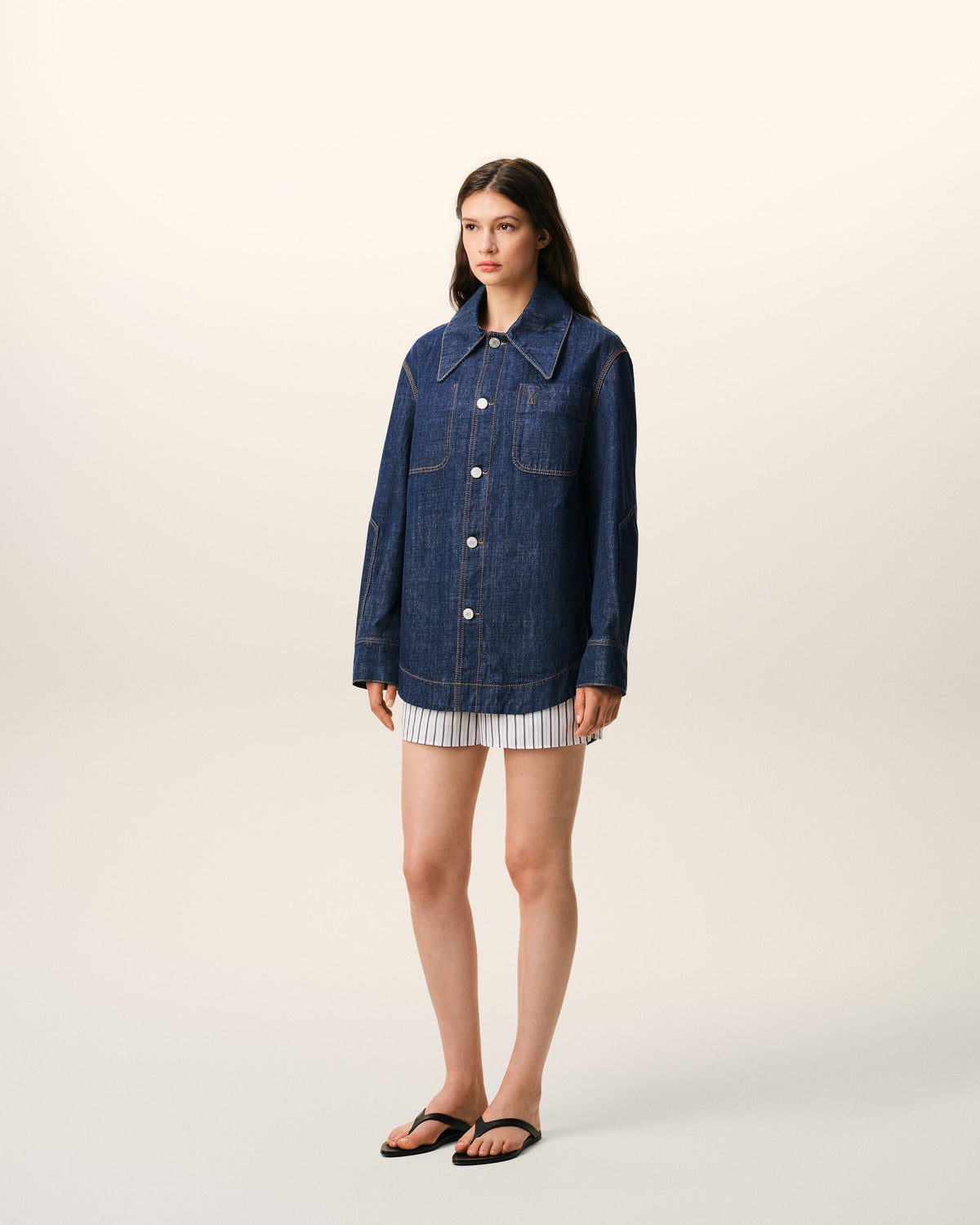 Blue Cotton Ami De Coeur Worker Worker Overshirt