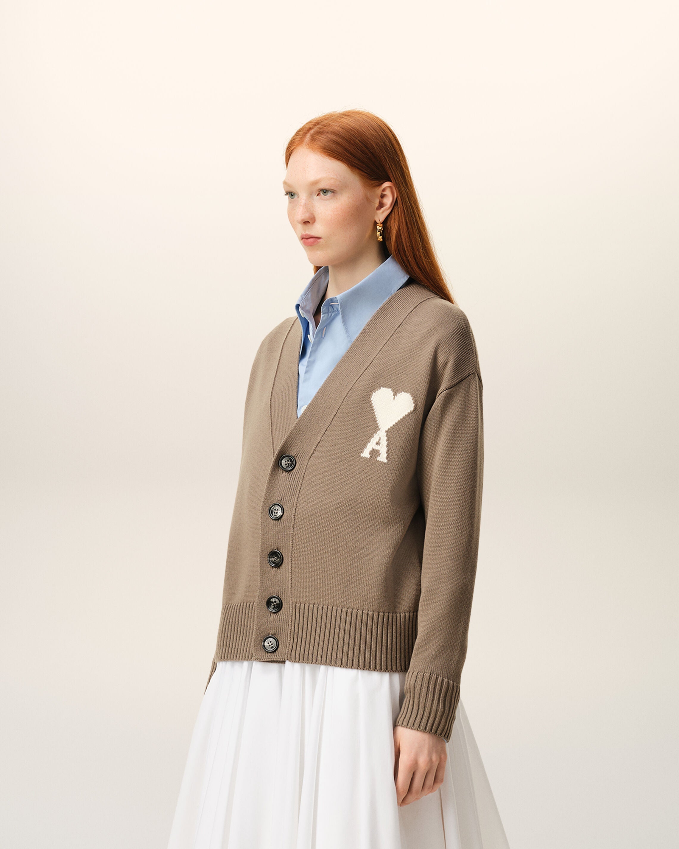 Beige Wool Ami De Coeur Cardigan
