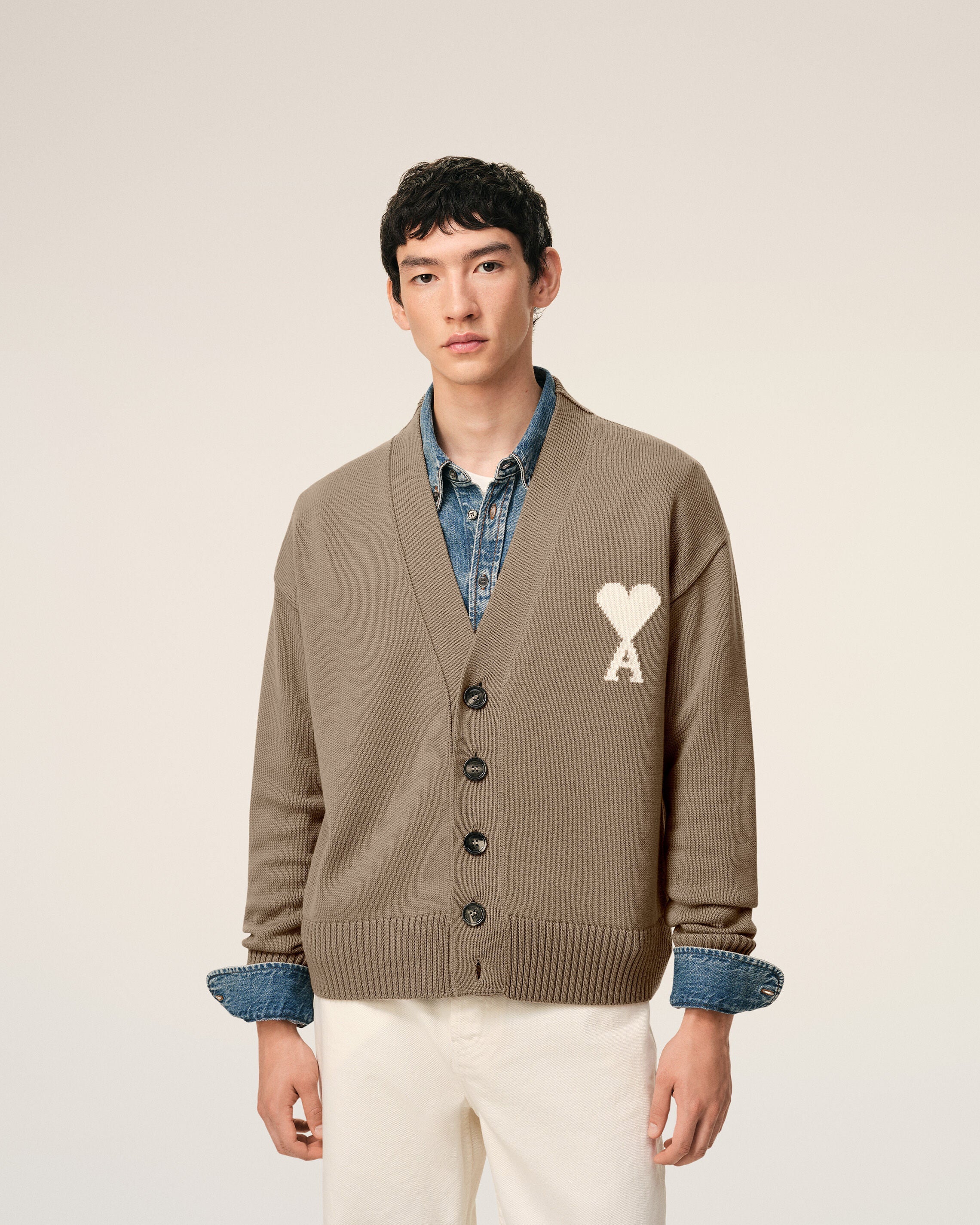 Beige Wool Ami De Coeur Cardigan