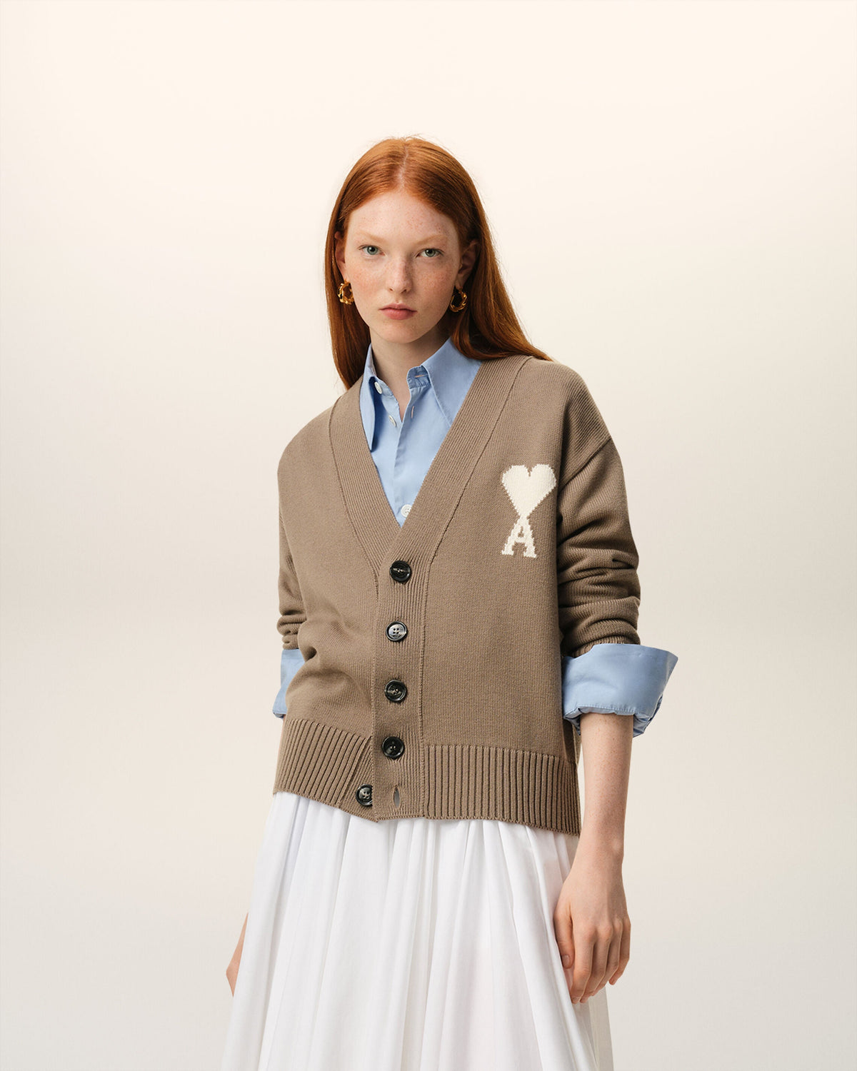 Beige Wool Ami De Coeur Cardigan