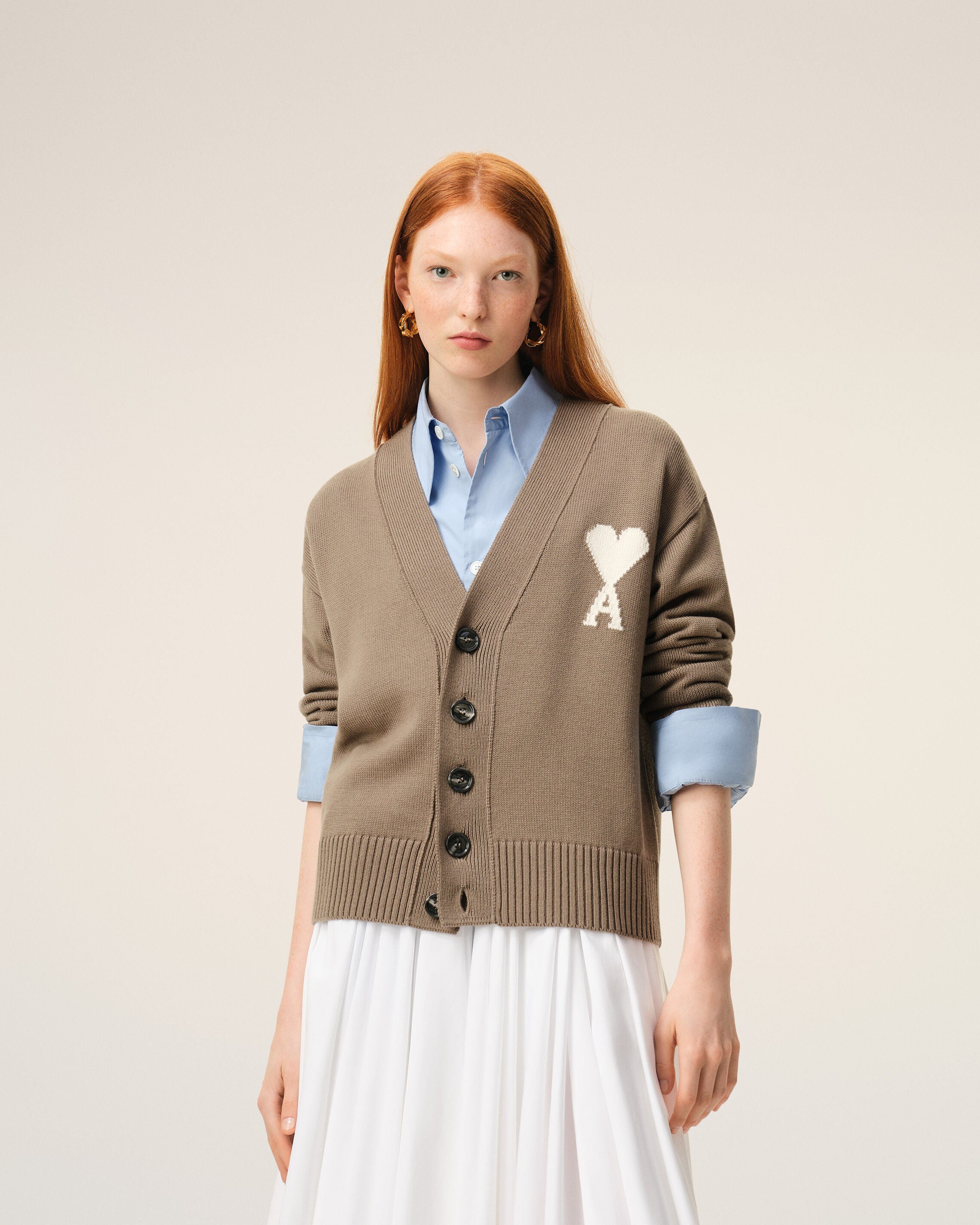 Beige Wool Ami De Coeur Cardigan