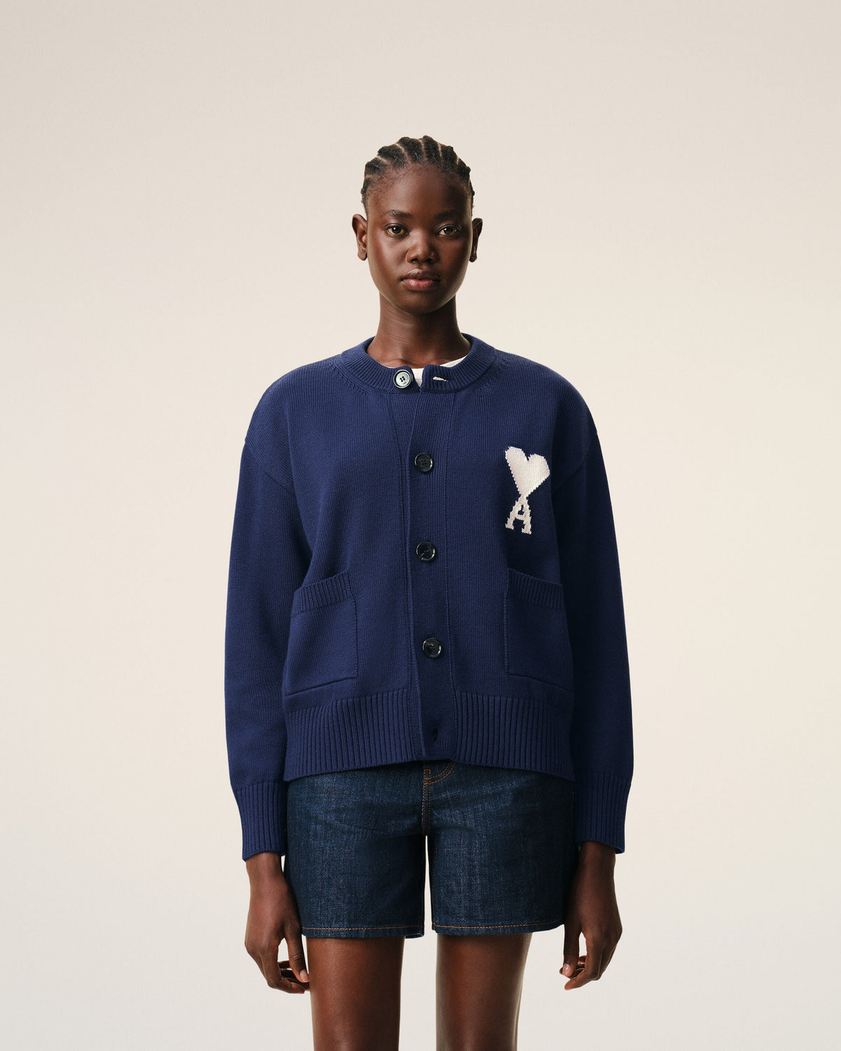Blue Wool Crewneck Ami De Coeur Cardigan