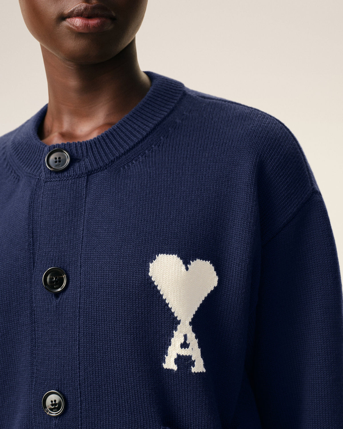 Blue Wool Crewneck Ami De Coeur Cardigan