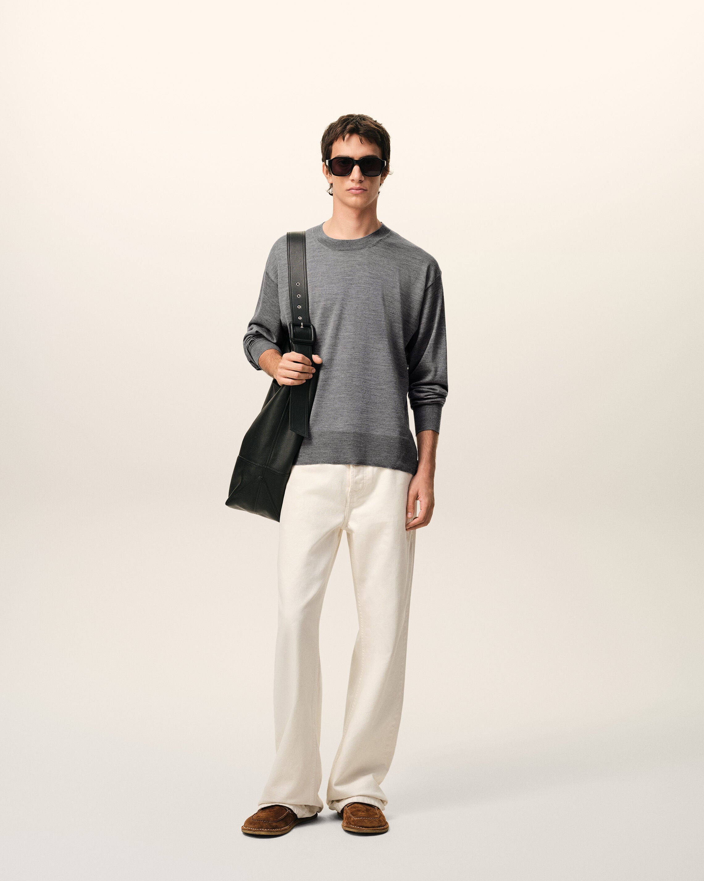 Grey Thin Wool Crewneck Ami De Coeur Sweater