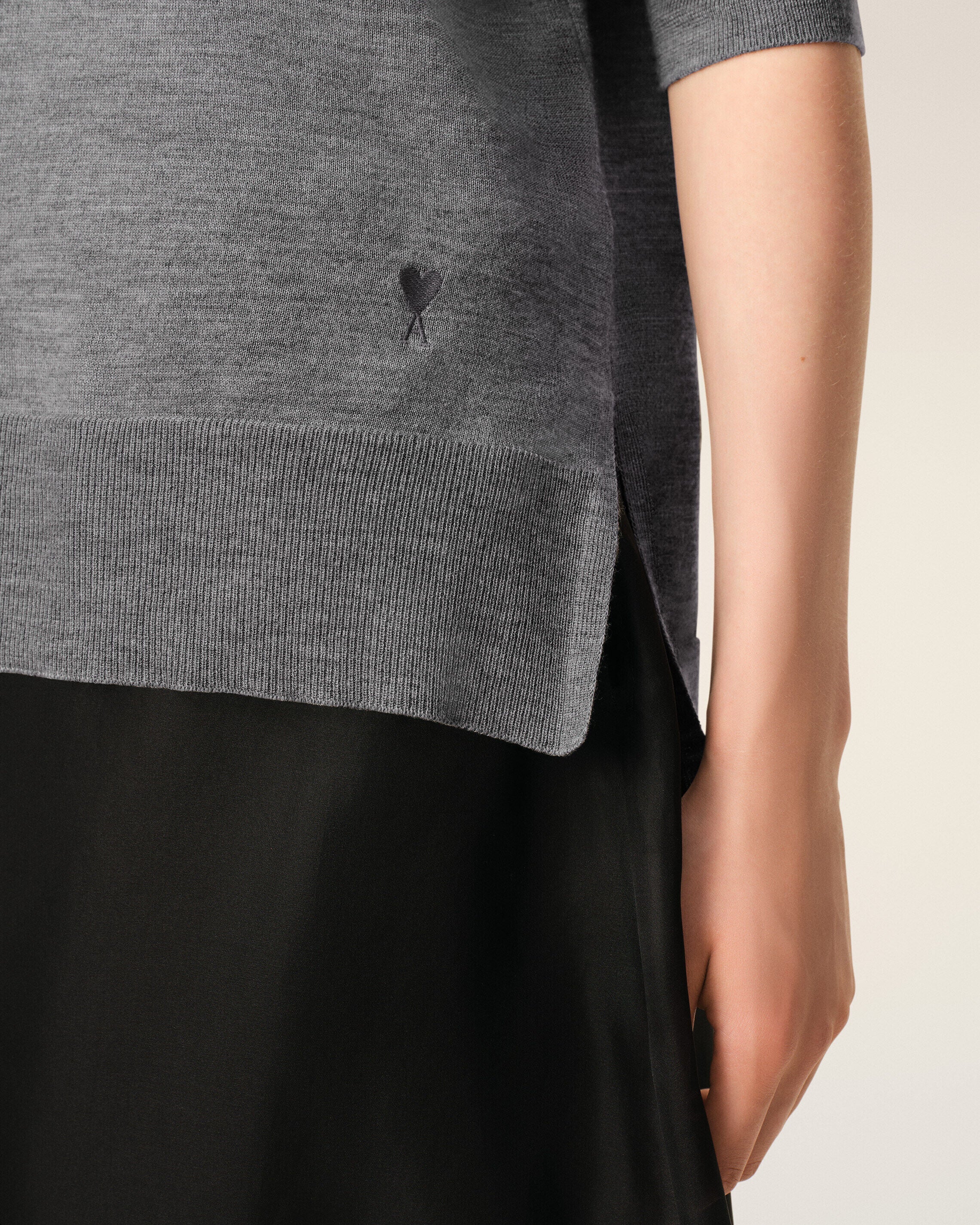 Grey Thin Wool Crewneck Ami De Coeur Sweater