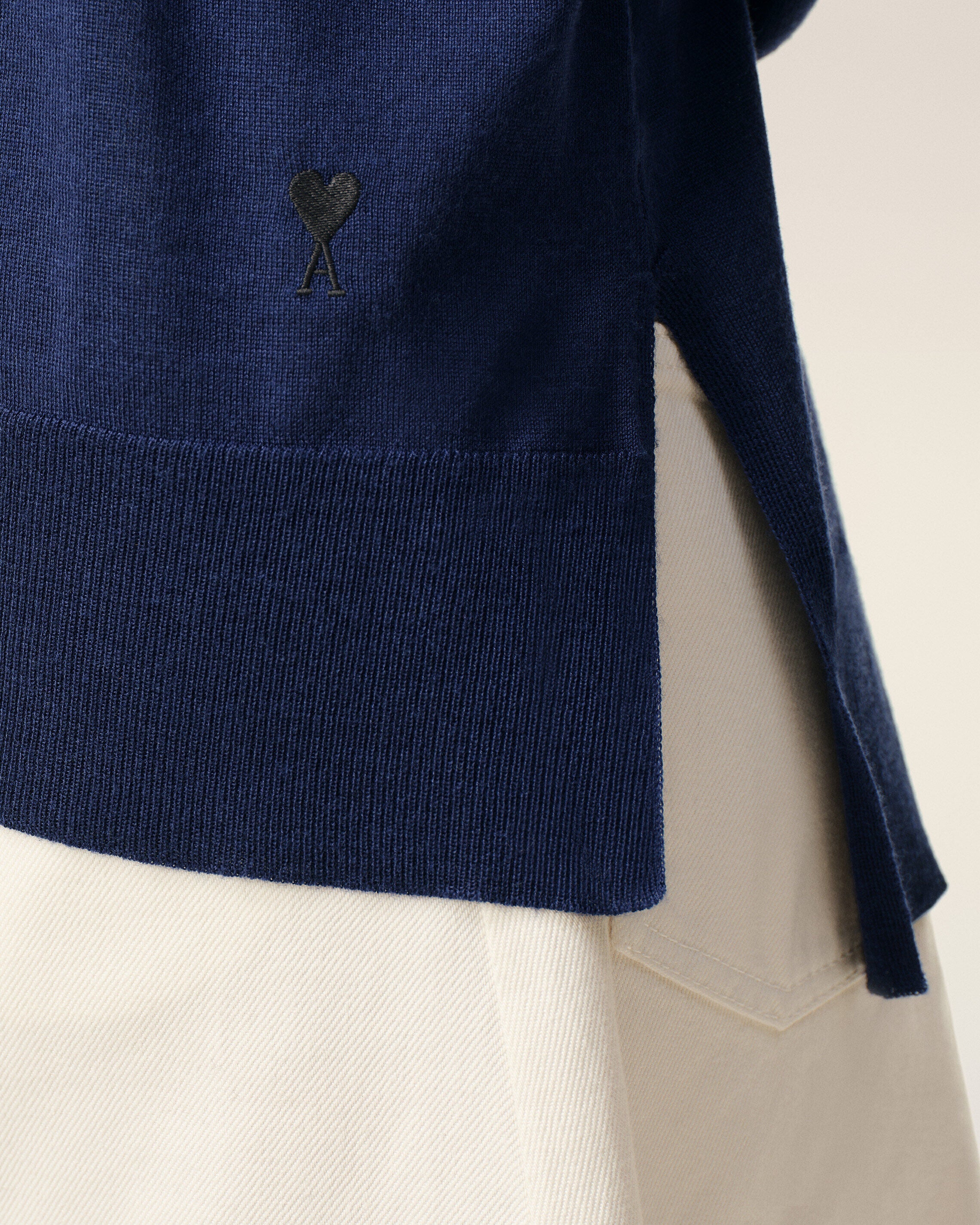 Bleu Thin Wool Crewneck Ami De Coeur Sweater