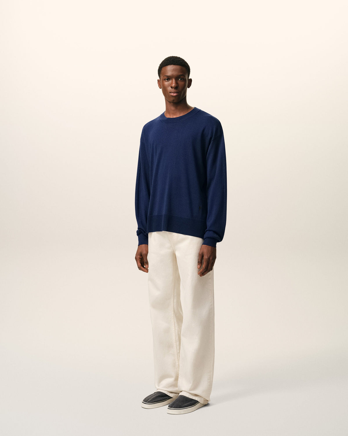Bleu Thin Wool Crewneck Ami De Coeur Sweater