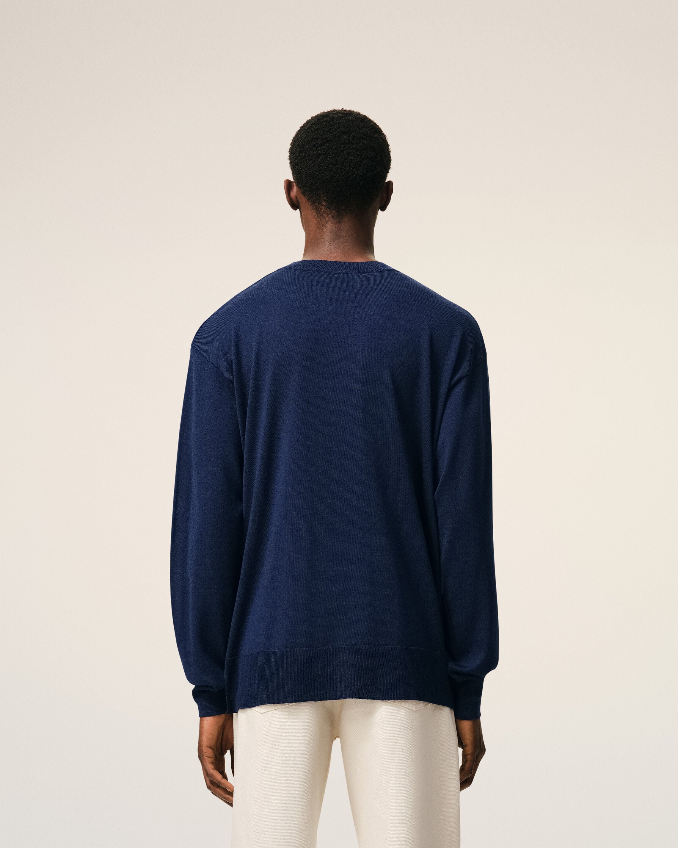 Bleu Thin Wool Crewneck Ami De Coeur Sweater