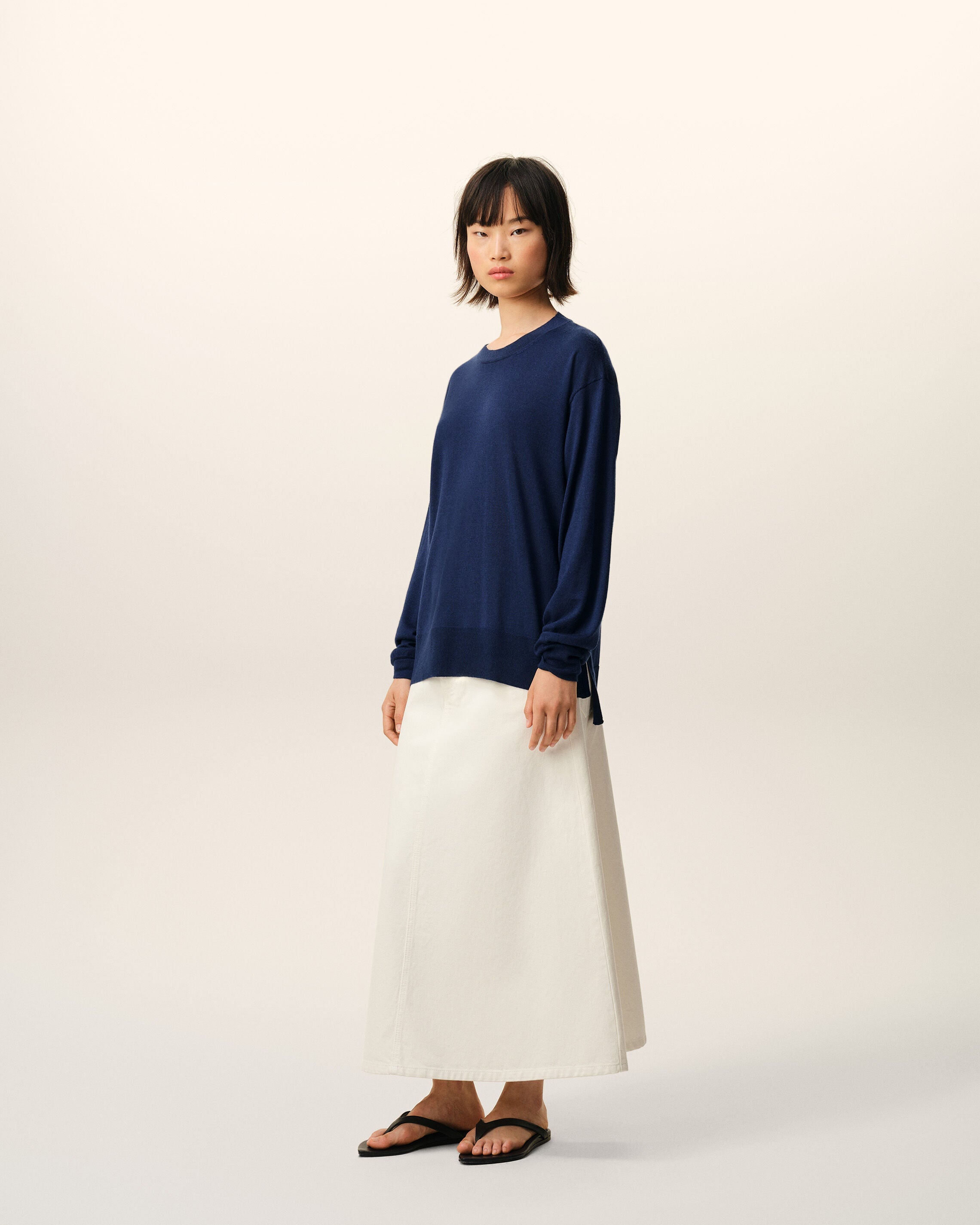 Bleu Thin Wool Crewneck Ami De Coeur Sweater