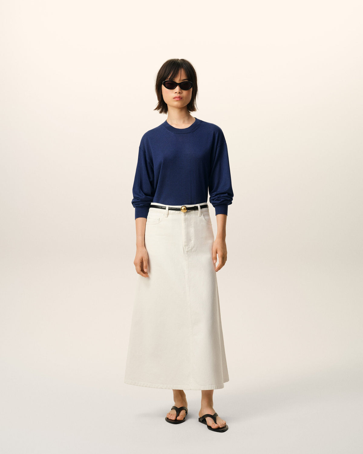 Bleu Thin Wool Crewneck Ami De Coeur Sweater