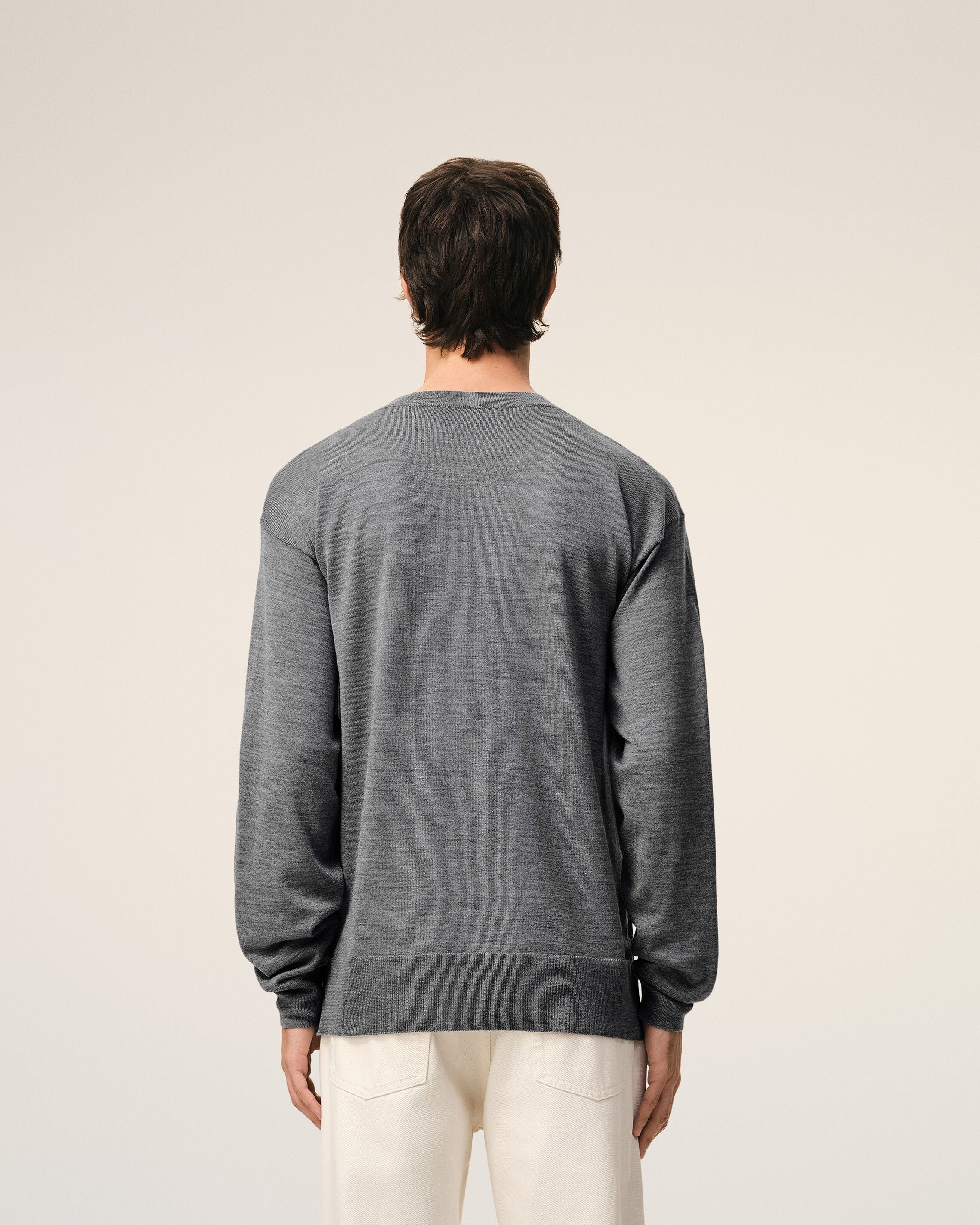 Grey Thin Wool Crewneck Ami De Coeur Sweater